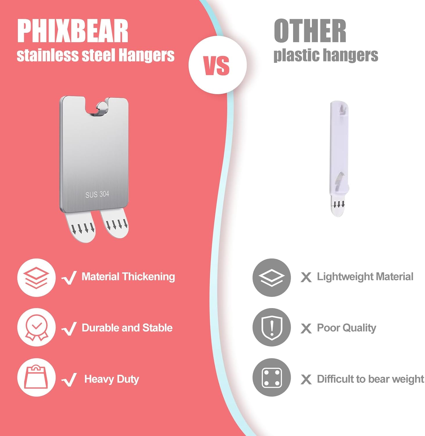 PHIXBEAR Metal Picture Frame Hangers Damage Free Hanging, Picture Hanging Hooks No Damage to Wall Paint, Sawtooth Picture Wall Hangers without Nails, Picture Hanging Strips Hardware Kit, 4 Pack image number 1