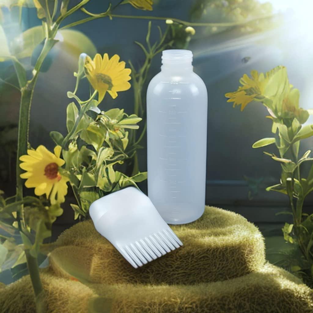 Root Comb Applicator Bottle 6 Ounce,3 Pack Applicator Bottle for Hair Dye with Graduated Scale(White)