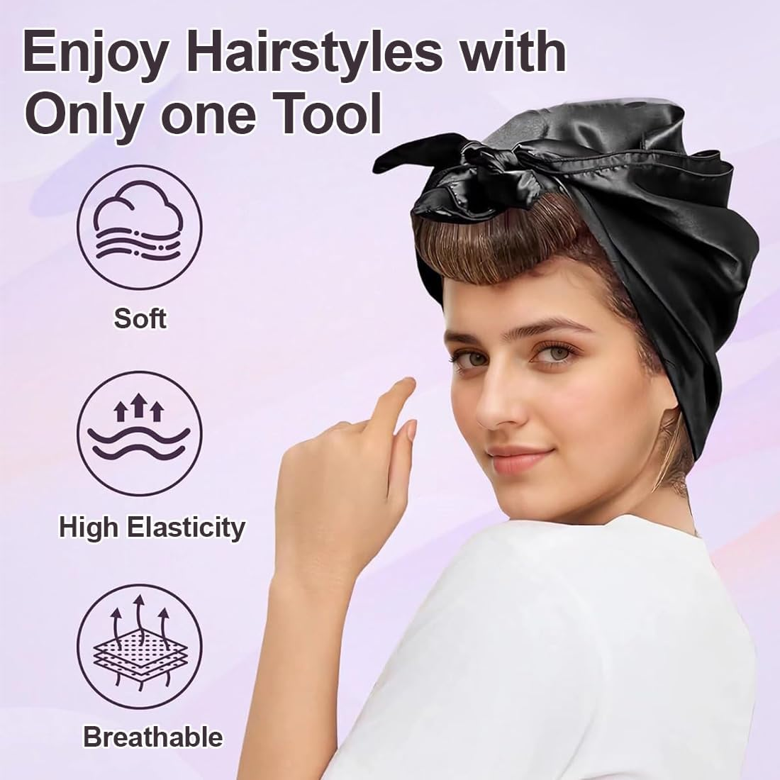 KIRZAX Heatless Curls Band, Pack of 4 Overnight Overnight Blowout, Heatless, DIY Overnight Curls Rubber, Curls Overnight with Hooks, for Medium Long Hair (Black) image number 1