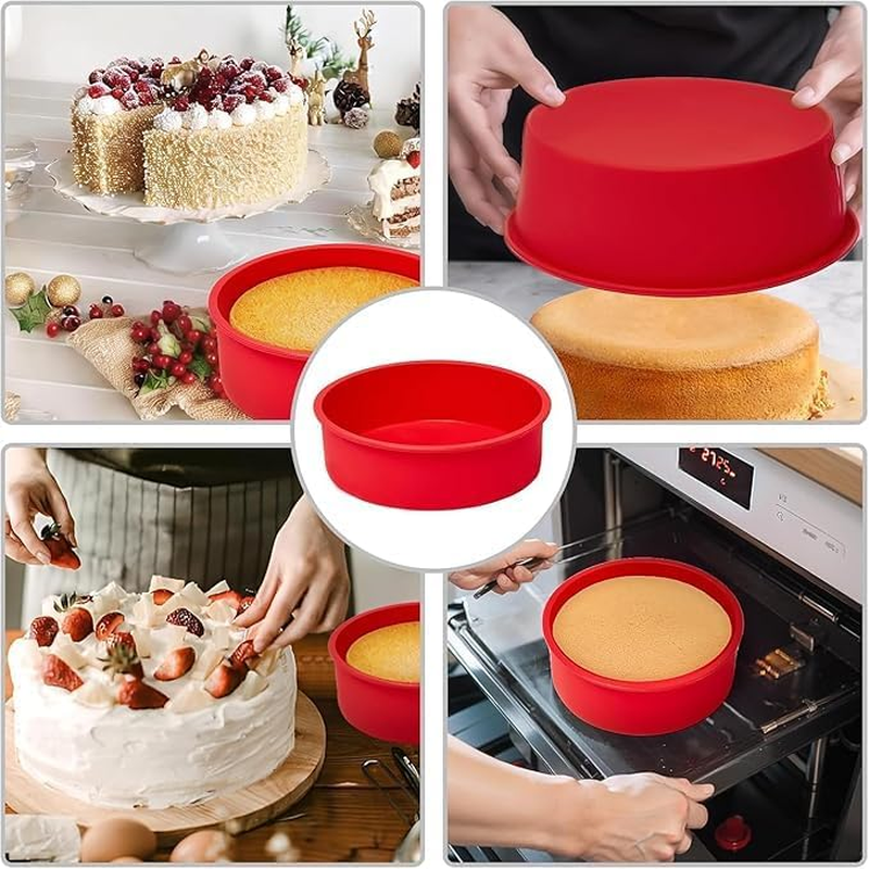 FOTOEVFC Non Stick Silicone round Cake Mold Tins, 2Pcs Silicone round Shaped Cake Pan Tins, round Silicone Cake Mold Pan, Cake Mold round Silicone Baking Mold Tin image number 2