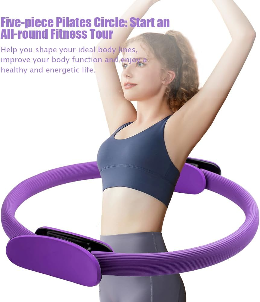 Pilates Ring Circle Set of 5,Sports Equipment,Extension Aid Band,Strength Training,Yoga Ring,Fitness Kit,Inner Thigh Exercise,For Home Workouts image number 1