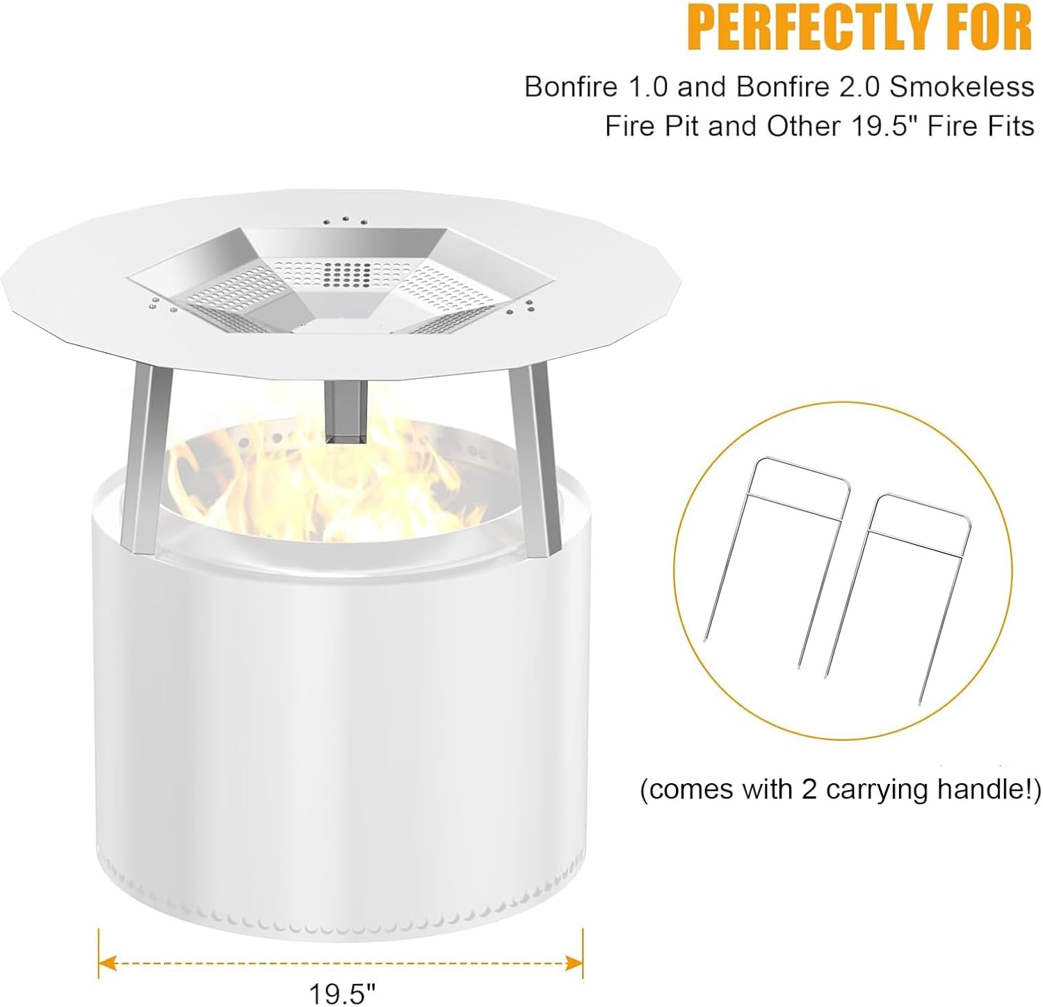 One-Piece 19.5" Heat Deflector Replacement for Solo Bonfire 19.5" Stove Fire Pit,Stainless Steel Heat Diffuser Accessories with 3 Support Leg for Most 19.5Inches Outdoor Indoor Backyard Fire Pit image number 6