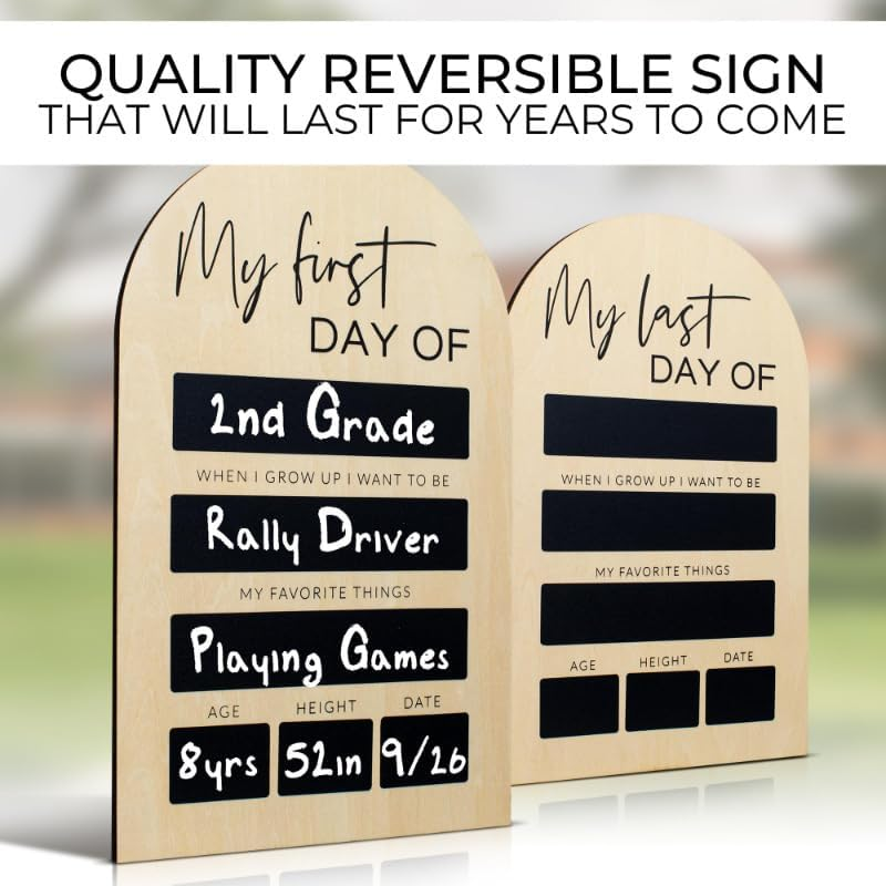 Weforu My First or Last Day of School Photo Board, Back to School Sign Chalk Board, School Sign Photo Props, Wooden 1St Day School Chalkboard of Preschool Pre-K, Kindergarten image number 2