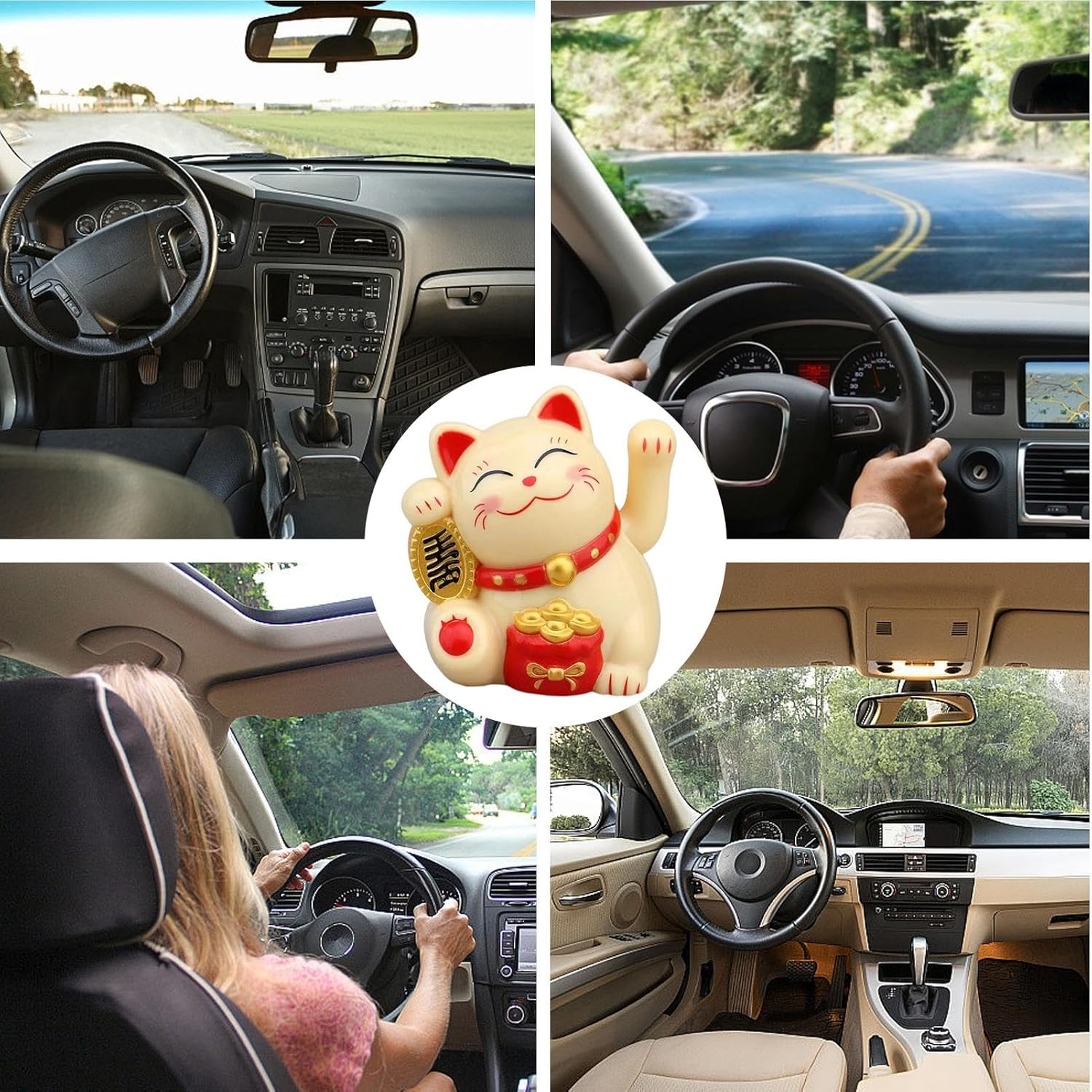 Solar Waving Lucky Cat - Solar Lucky Cat Waving Arm, Solar Powered Cute Waving Cat | Lucky Waving Wealth Cat, Vivid and Lovely Chinese Cat, Chinese Lucky Cat Decoration, Fengshui Lucky Cat - Black image number 3