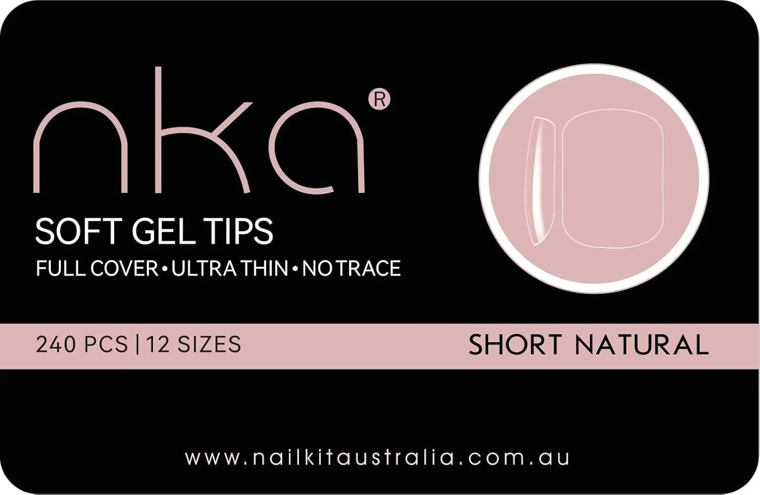 NKA Beauty Soft Gel Tips Press on Nails, 12 Sizes Full Cover Clear Nail Extensions Kit for Acrylic, Gel, DIY Nail Art (Short Natural, 240)