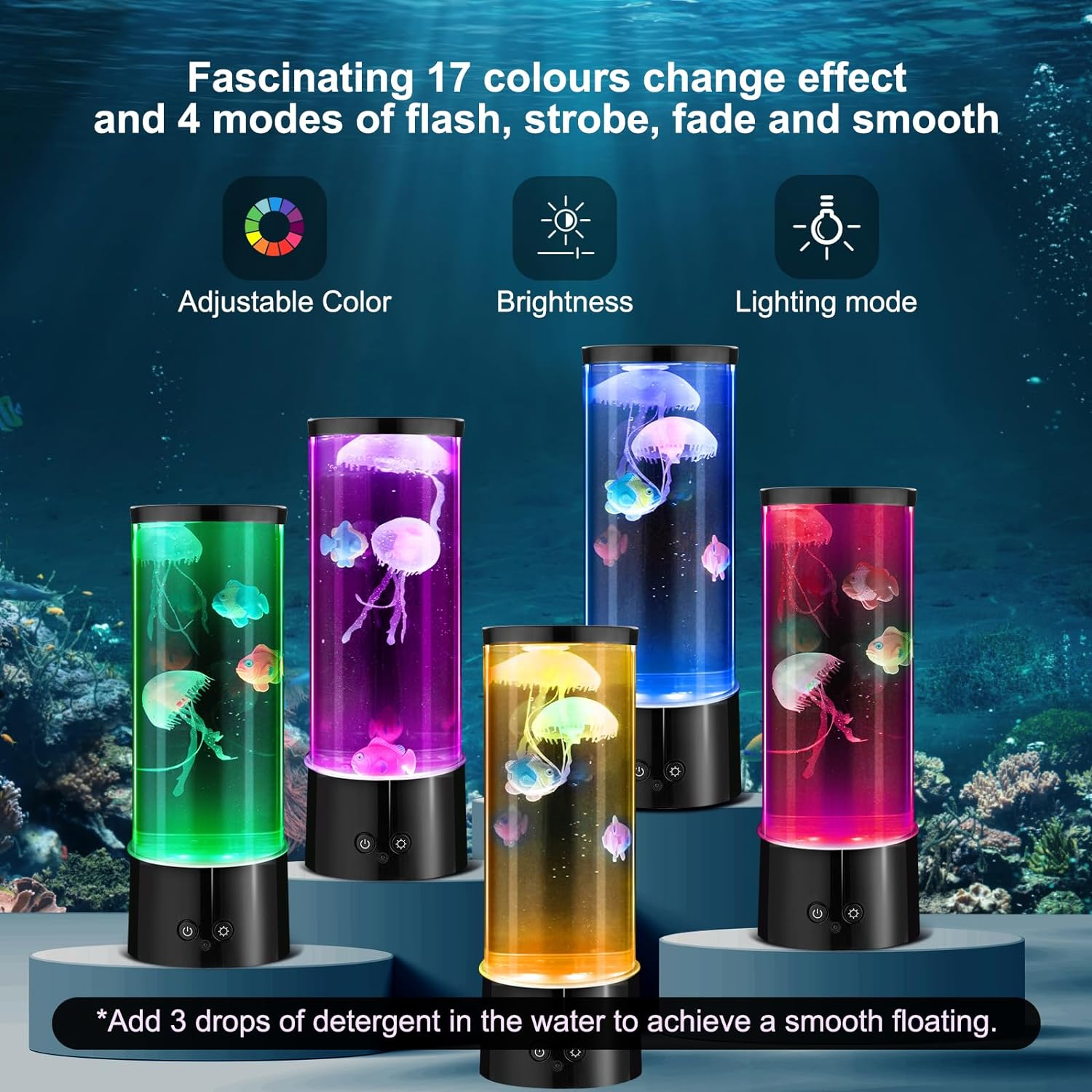 Abeststudio LED Jellyfish Lava Lamp, round Jellyfish Aquarium Light - 17 Colour Changing, 4 Modes Lighting, Dimmable Jellyfish Aquarium Lamp for Decor Home Office Relax Night Light Great Gifts for Kid image number 6