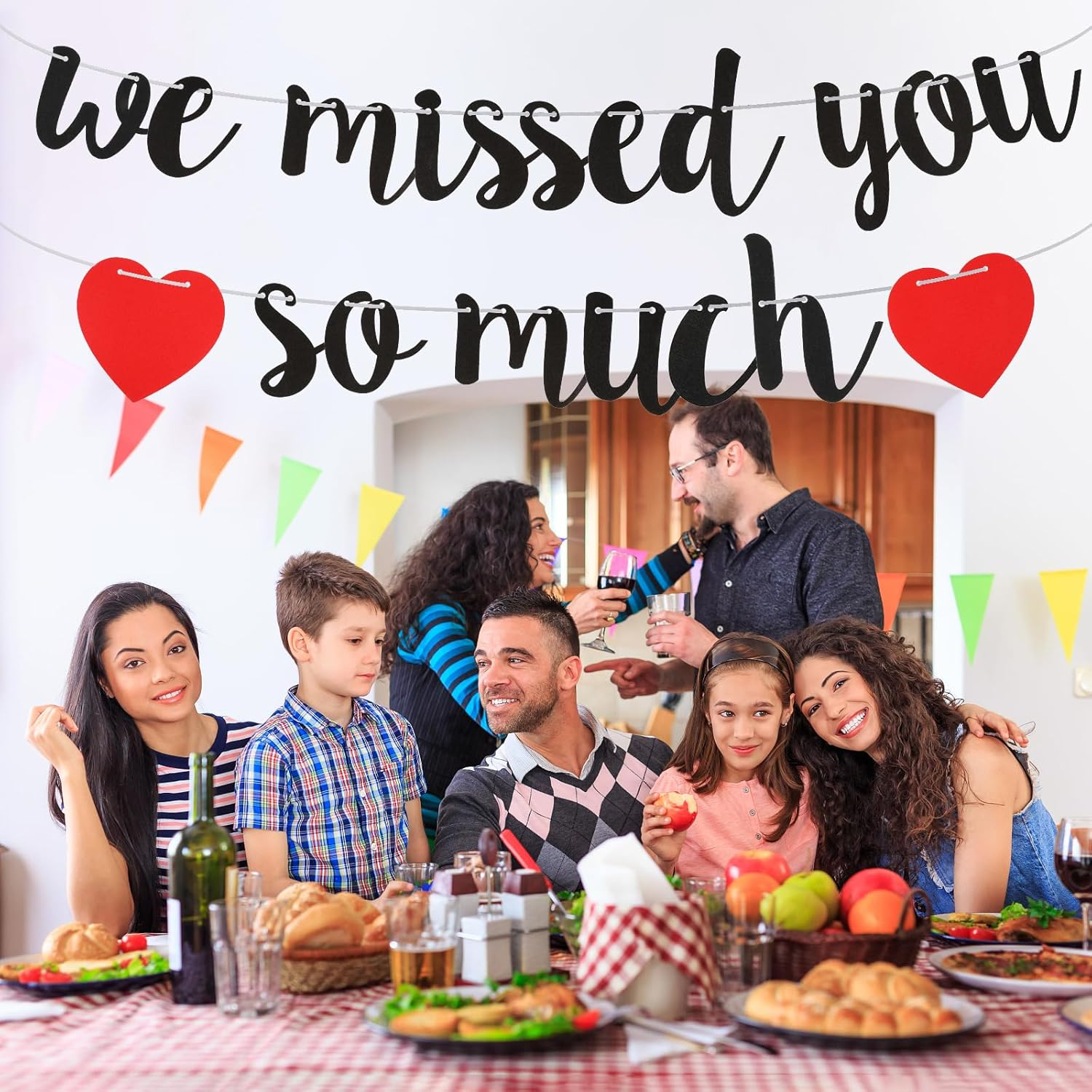 Welcome Home Banner - We Missed You so Much - Decorations for Family Reunion, Friends Back, Military, Graduation, Happy Friendsgiving Sign (Black) image number 2