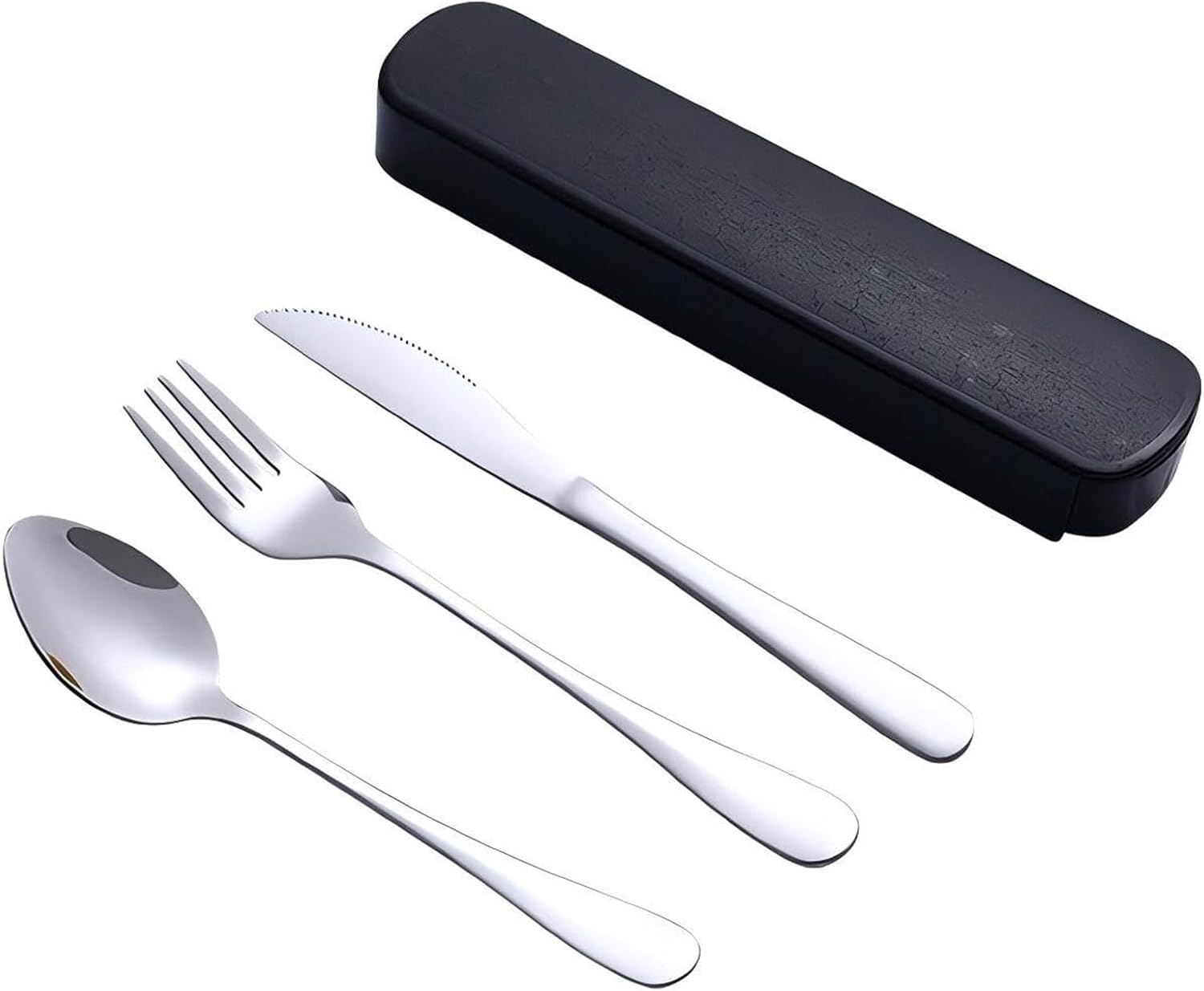 Rhoyee 3PCS Portable Stainless Steel Cutlery Set with Case &ndash; Reusable Silverware for Work, School, Travel &ndash; Fork, Spoon & Knife for Adults & Students image number 6