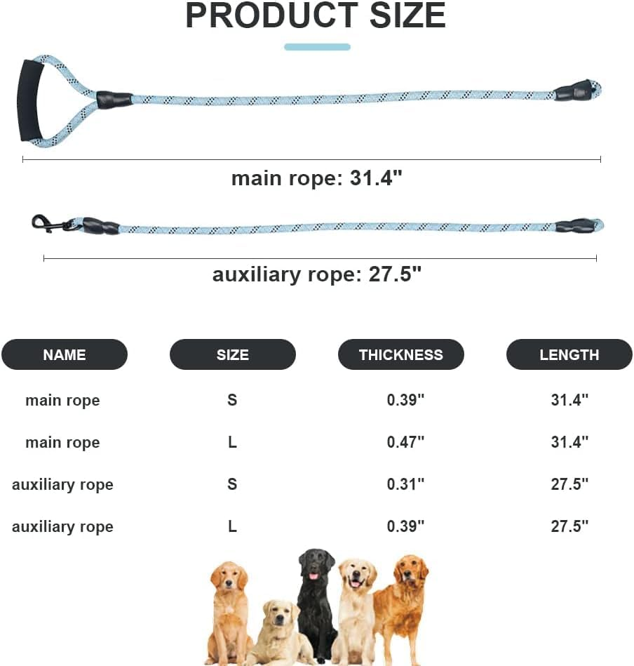 Heavy Duty 3 Dog Leash - No Tangle, Multiple Dog Leash with Detachable 360 Swivel, Soft Padded Handle, Reflective for Walking & Training (L) image number 5