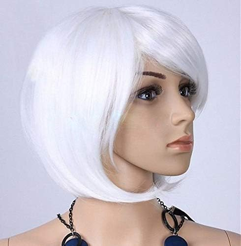 Womens Short 30Cm Straight Synthetic BOB Wigs W Side Bangs Cosplay Costume Party, Red image number 2