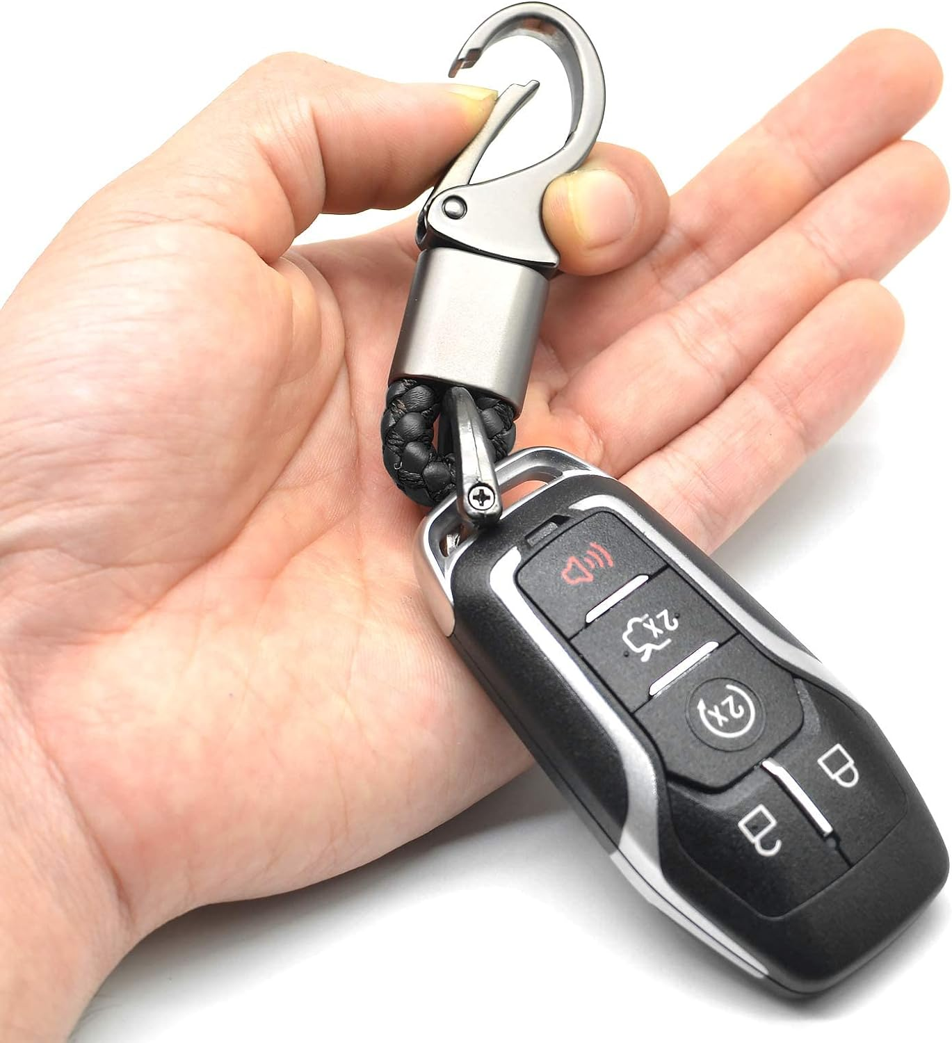 Car Key Chain 2PCS, Key Fob Keychains Leather Holder Sturdy Metal with D-Ring for Men and Women 2 Pack, 360 Degree Rotatable, with Screwdriver image number 6