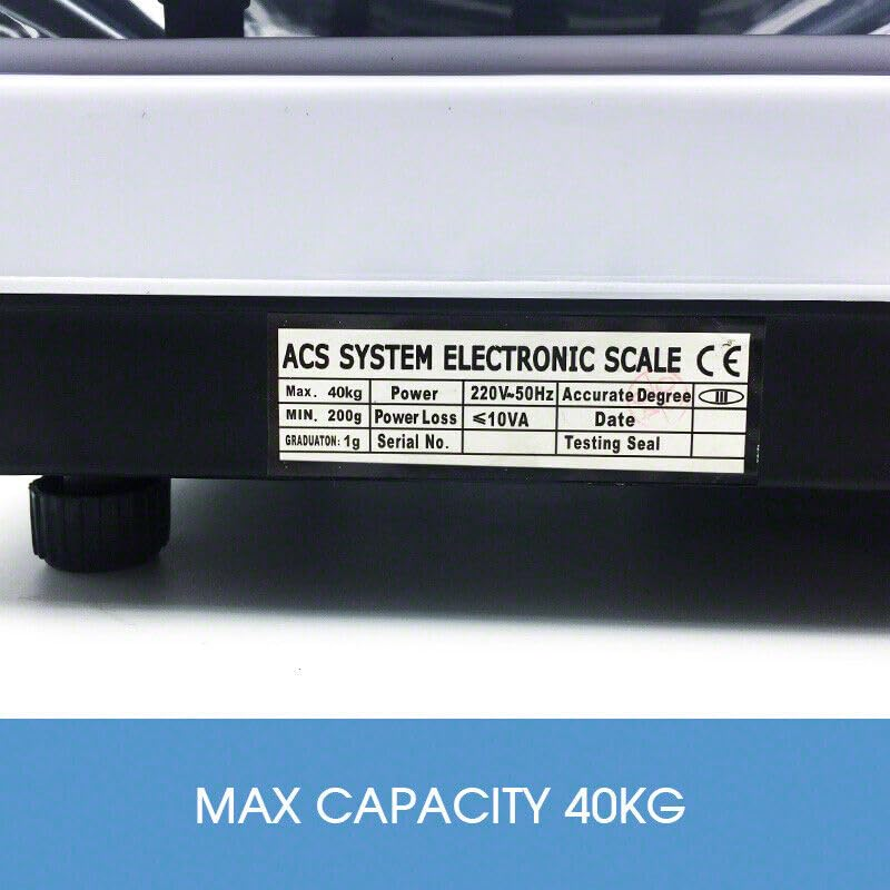 LEDON Kitchen Scale Digital Commercial Shop Electronic Weight Scales Food 40KG White image number 4