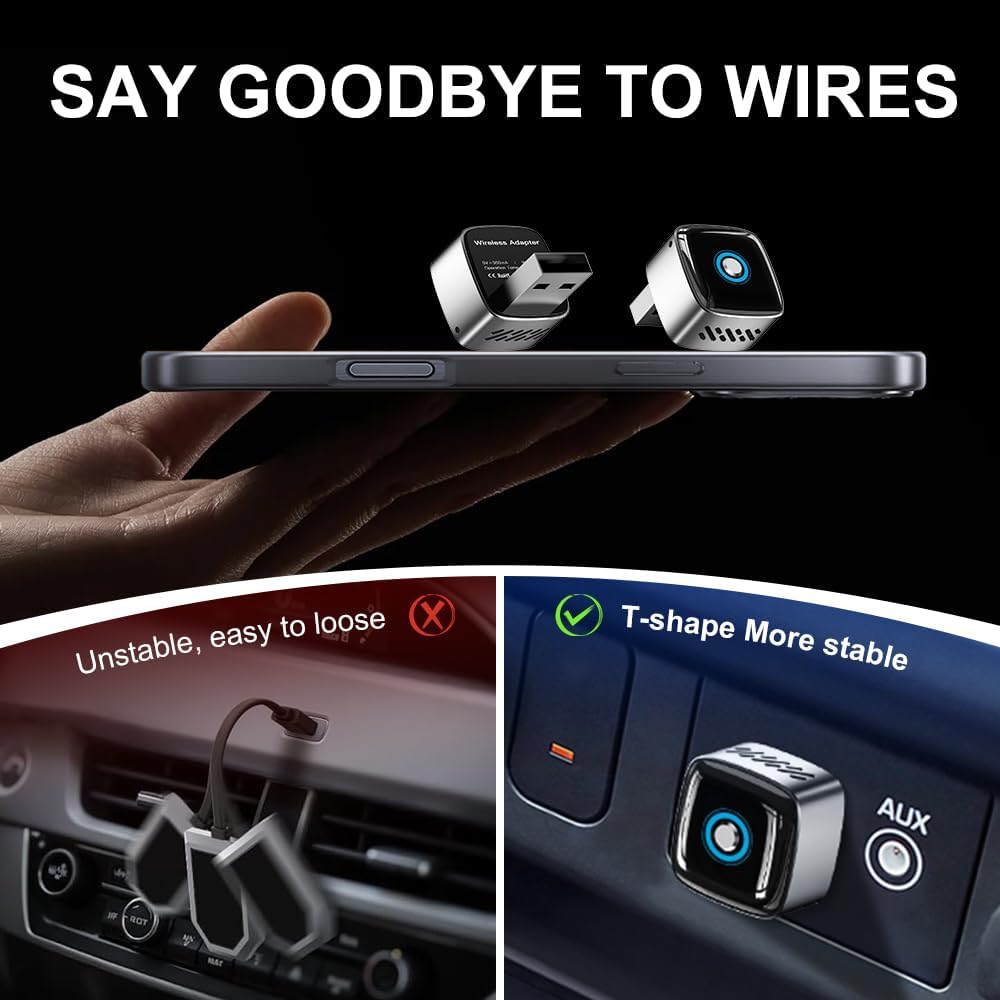 2026 Mini Wireless Carplay Adapter for Apple and Android, Support Two Devices Switch Effortlessly, Efficient Dissipation, 3-5S Fast Connect, No Delay, Compact Design Carplay for 2016+ Cars image number 4