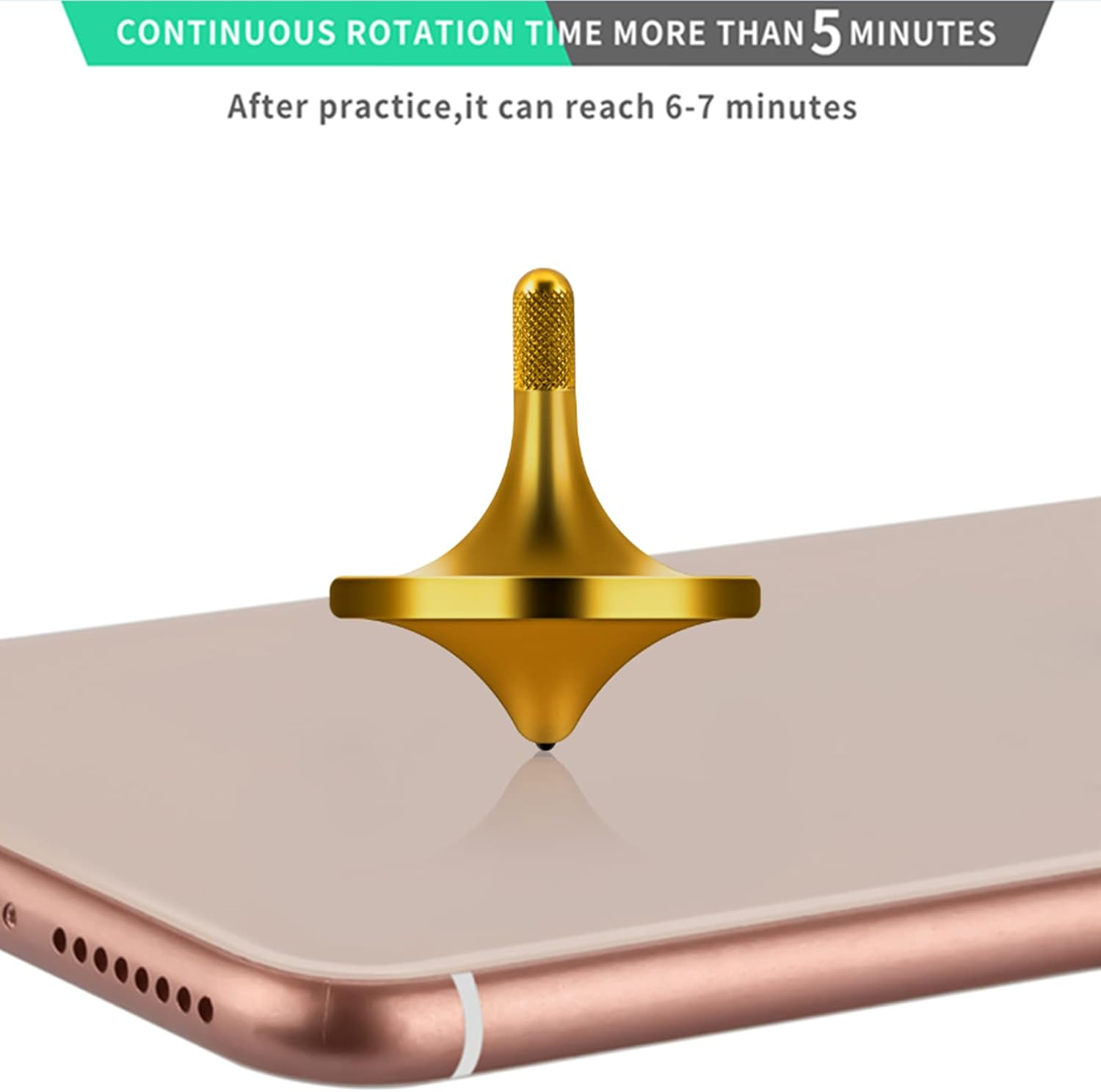 (S, Gold) - CHEETOP Precision Brass Spinning Top,Elegant Stable Metal Desktop Toy Gyro,Relaxation Toy,Hardest Silicon Nitride Is Inlaid at the Bottom,Quiet Noiseless (Small Size Gold-Diameter 24Mm) image number 1