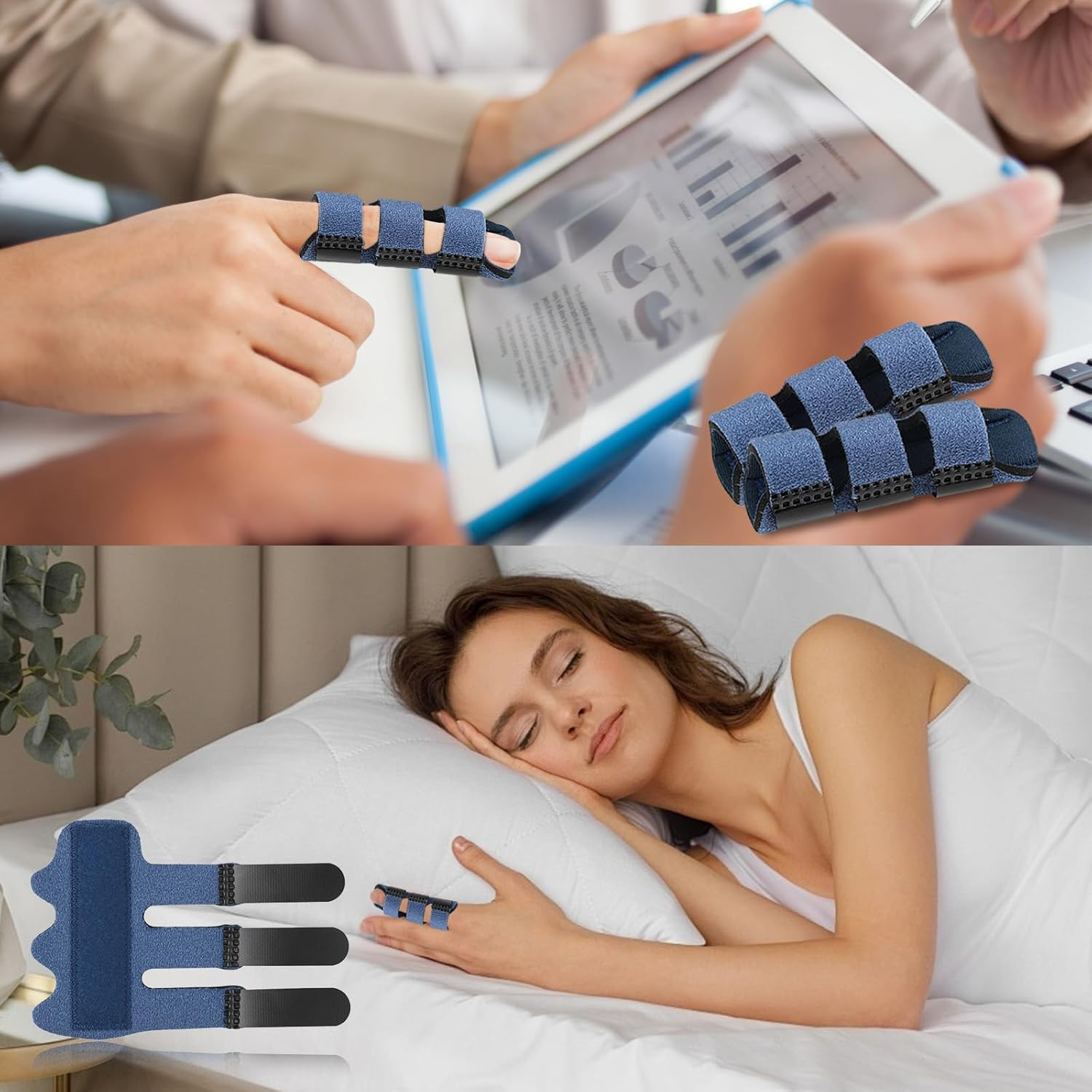 Finger Splint，Trigger Finger Splints Brace， for Broken Finger Support, Knuckle Immobilization & Arthritis Pain Relief (4 Pcs) (Blue) image number 5