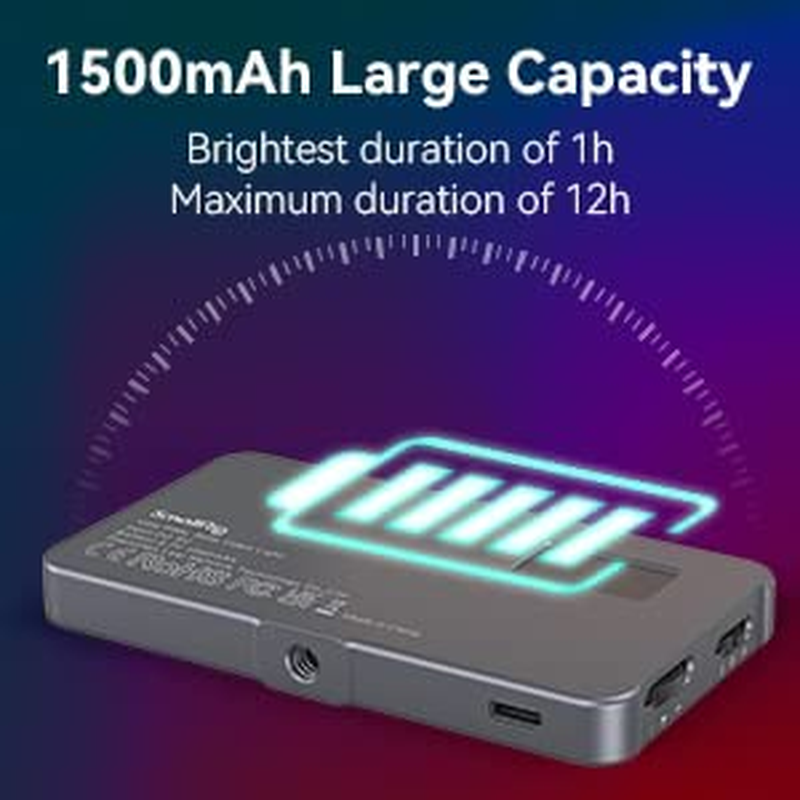 Smallrig RGB Video Light, Portable LED Camera Light Full Color Fill Light CRI 96+ Rechargeable LED DSLR Lighting with Aluminum Alloy for Photography, Video Conference, Youtube, Tiktok-3489B image number 5