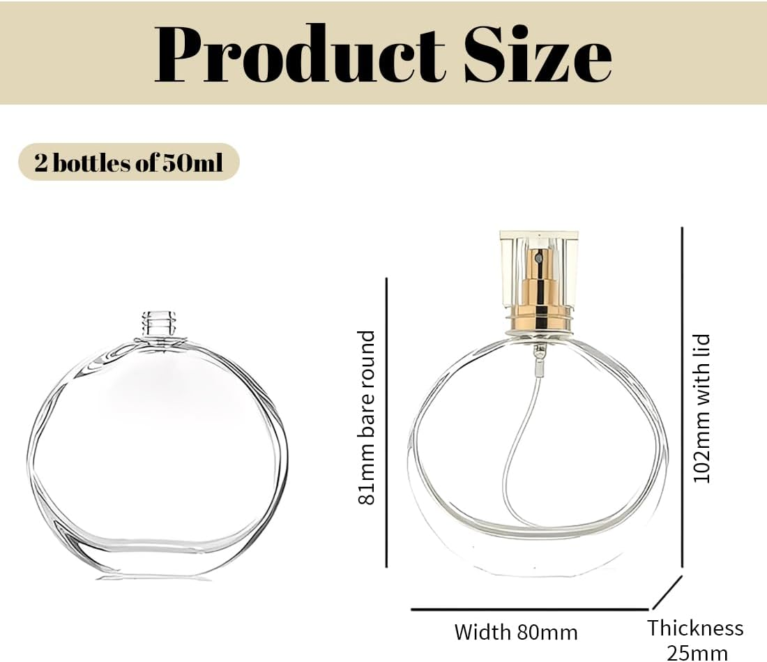 ROKZELT Perfume Atomiser, 50 Ml, Pack of 2, Refillable, Empty, Spray Bottle, Travel, for Travel, Transparent, Portable image number 1