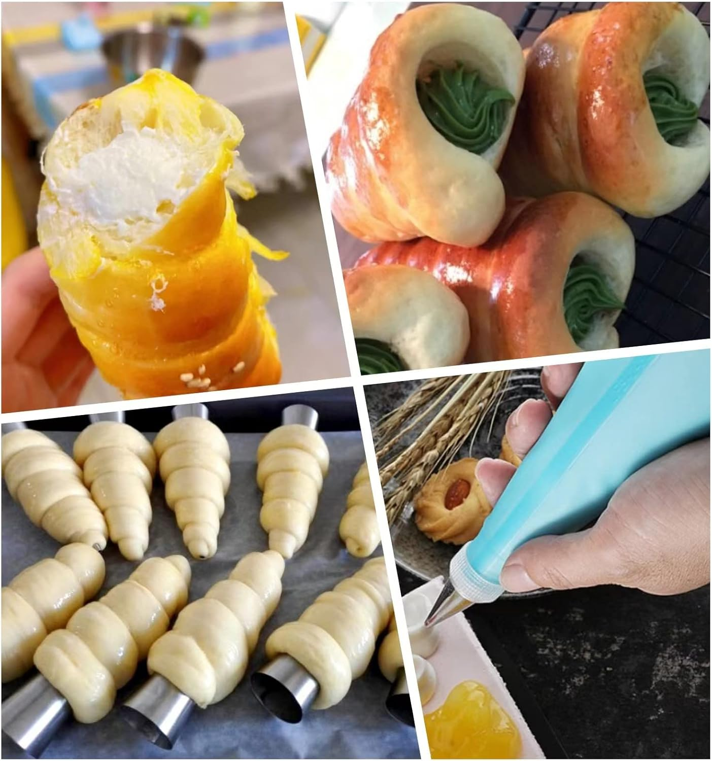 Metal Cones for Baking Cannoli Shells, Cannoli Mold Cannoli Kit, Baking Tools Accessories, Cannoli Tubes Mould Croissant Mold Tubular Shaped Mold Decorating (16 Pcs Conical Tubes Set) image number 1