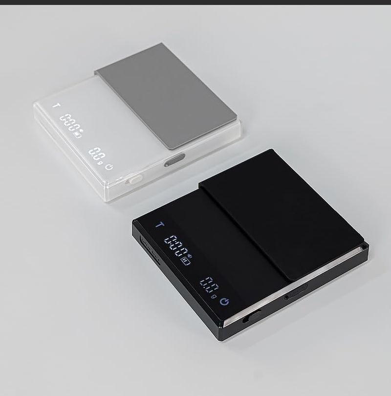 Coffee Scale with Timer for Pour over Espresso Type-C Rechargeable Digital Smart Kitchen Scale Auto off LED Display with Waterproof Pad 2000 Grams (Black, Mini)