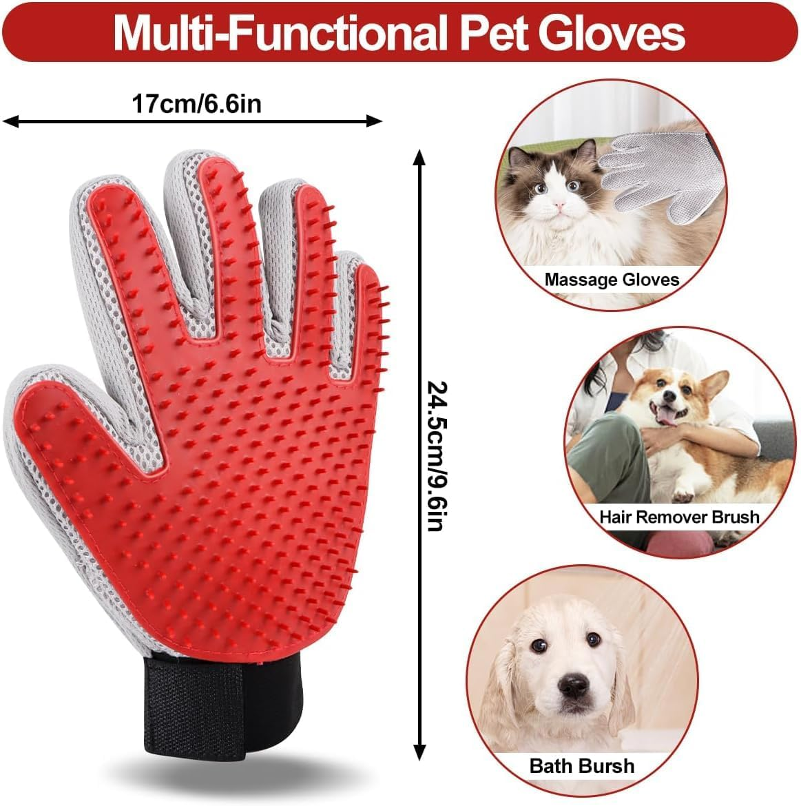 1 Pair Cat Gloves, Cat Gloves, Grooming, Double-Sided Cat Brush Glove, Fur Glove for Cats, Pet Glove for Short and Long Hair image number 5