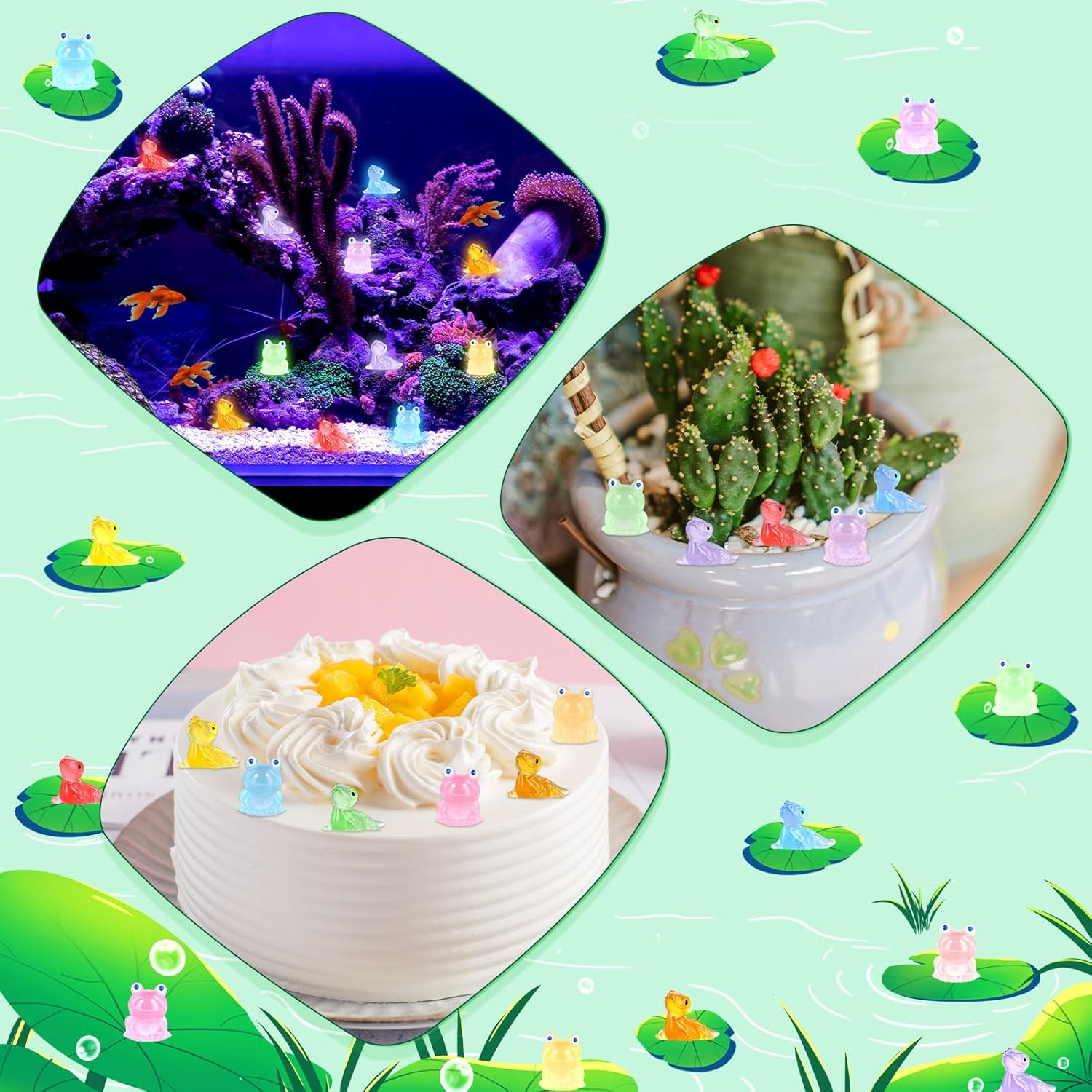 60Pcs Mini Resin Lizard Miniature & 6Pcs Mini Resin Luminous Frogs, Tiny Resin Glowing Lizard Frogs Ornaments Decor for Garden Landscape Home Decoration & Party Cake Headbands DIY image number 4