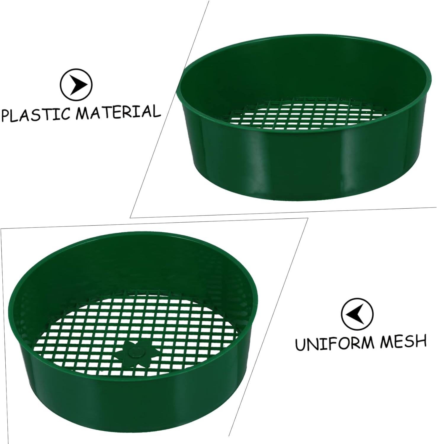 HAKIDZEL 5Pcs Plastic Mesh Sieve Garden Tool for Compost Soil Stone Sifting Portable Gardening Sifter Mesh Design Random Style