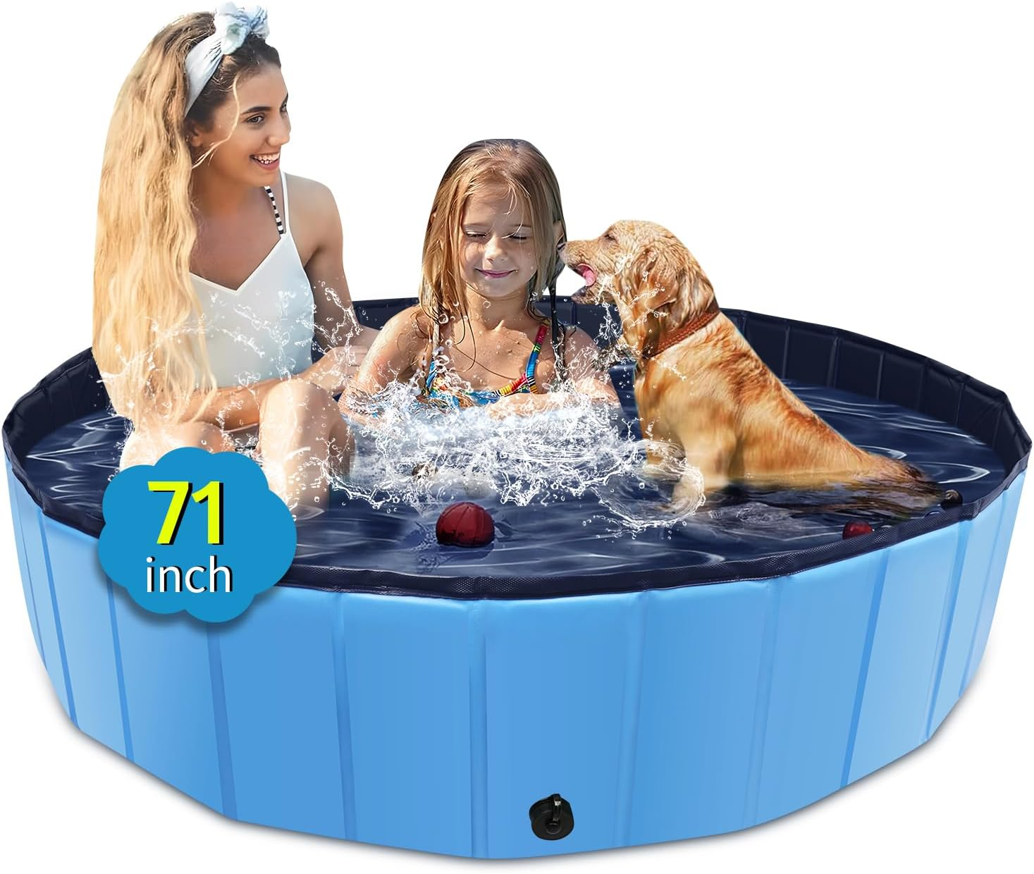 CACSPS Foldable Dog Pet Bath Pool-48 Blue