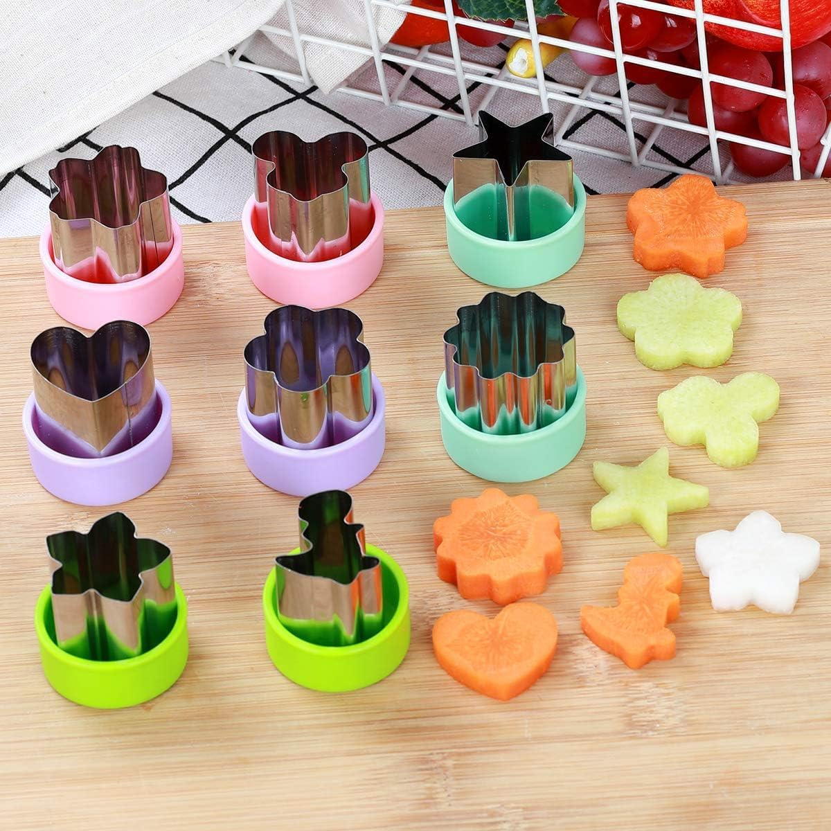 1.5" Vegetable Cutter Shapes Set - Mini Cookie Cutters Fruit Cookie Pastry Stamps Mold for Kids Baking and Food Supplement Tools Accessories (8Pack) image number 3