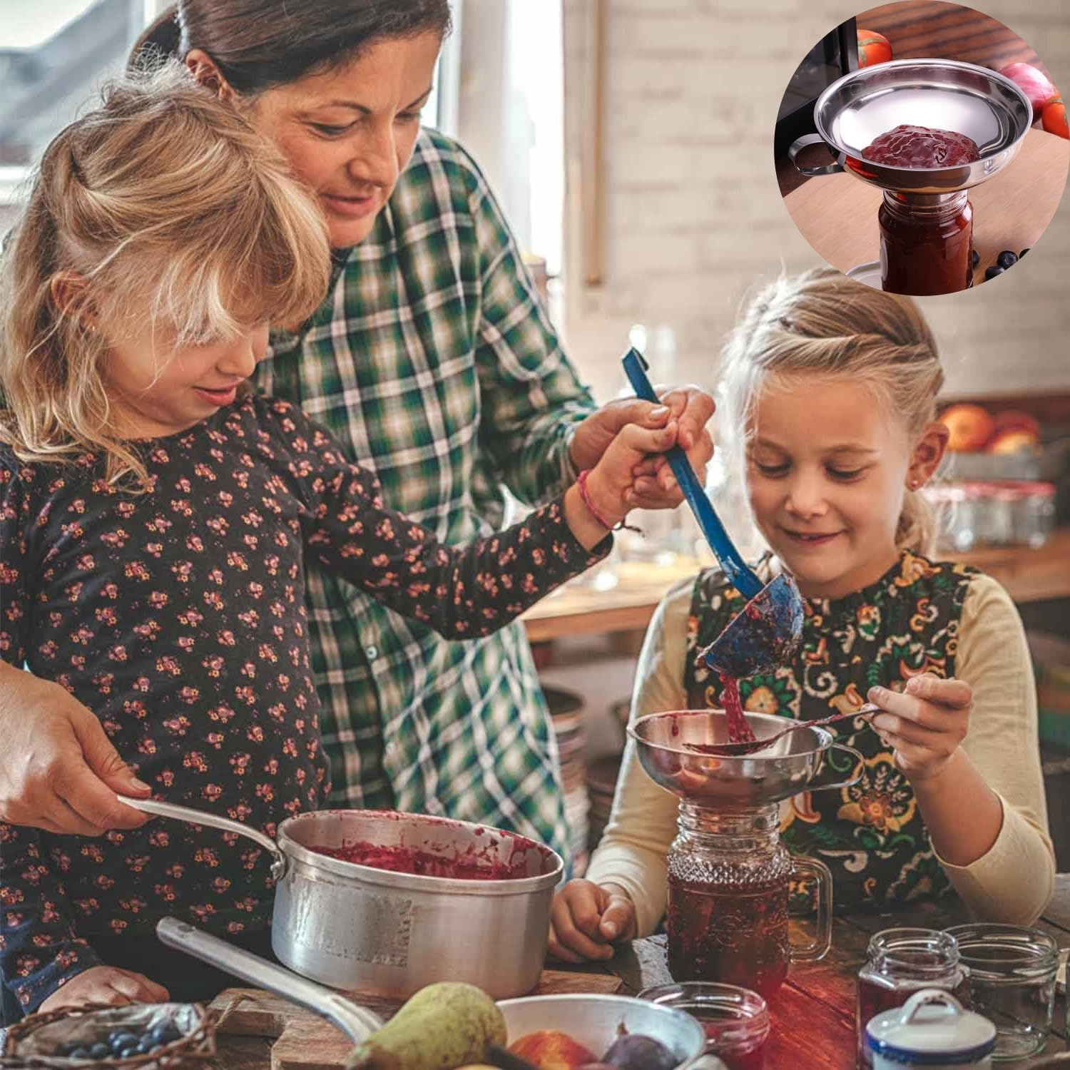 3PC Stainless Steel Canning Funnels with Strainer - Wide & Regular Mouth Mason Jar Funnels - Durable Kitchen Canning Supplies image number 2