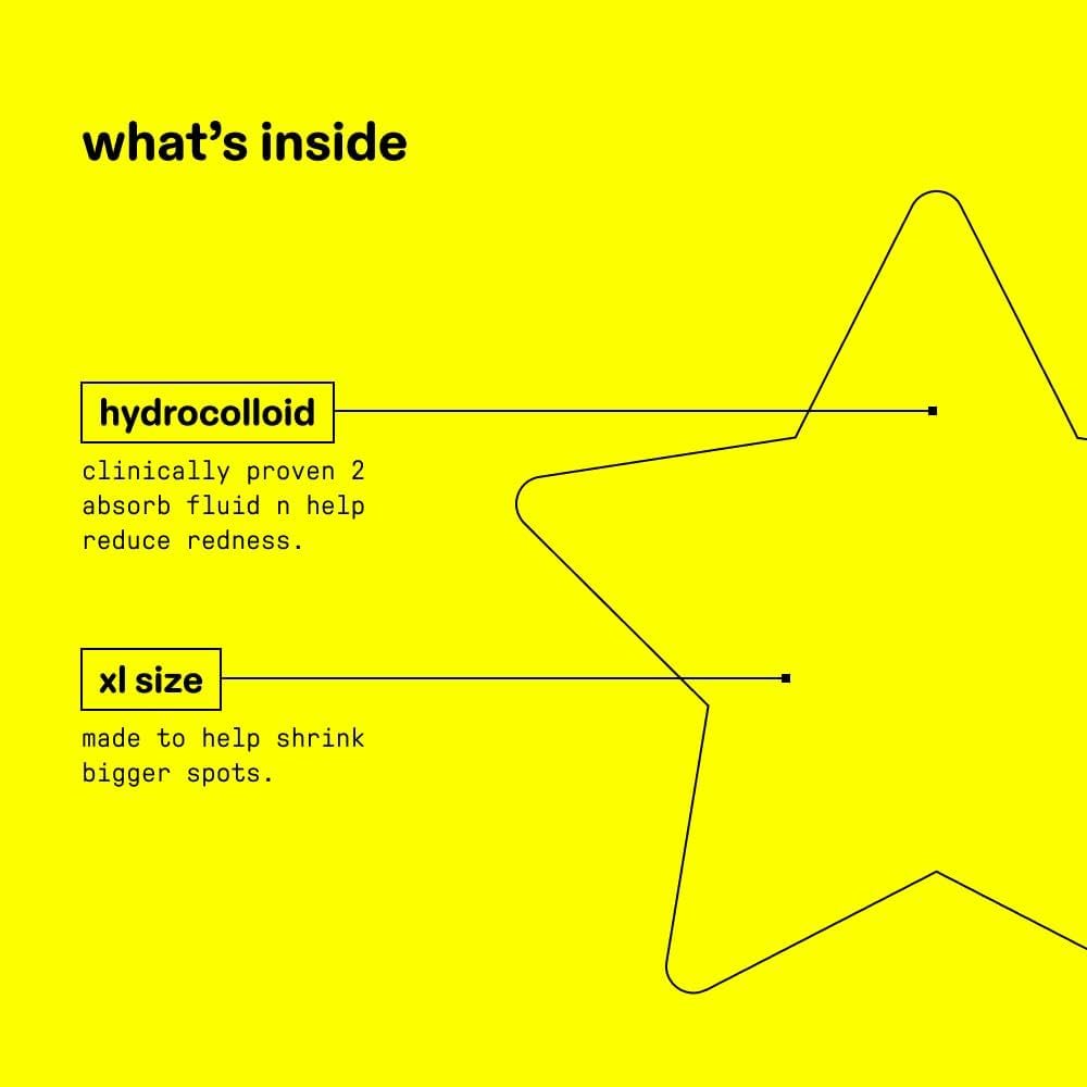 Starface World XL Big Star, Large Hydrocolloid Pimple Patches, Absorb Fluid and Reduce Redness, Cute Star Shape, Vegan and Cruelty-Free Skincare (32 Count) image number 4