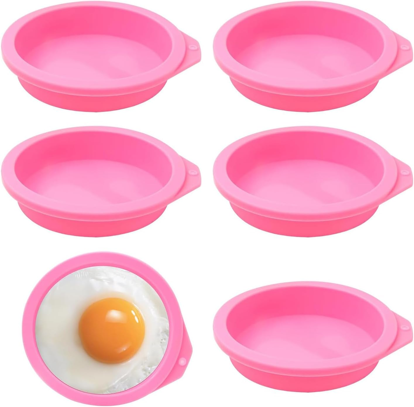 Roczential 6 Pack Air Fryer Egg Molds, Air Fryer Egg Molds Silicone, Air Fryer Bites Egg Molds for Muffin Lids, Toast, Non-Stick Air Fryer Accessories (Pink) image number 4