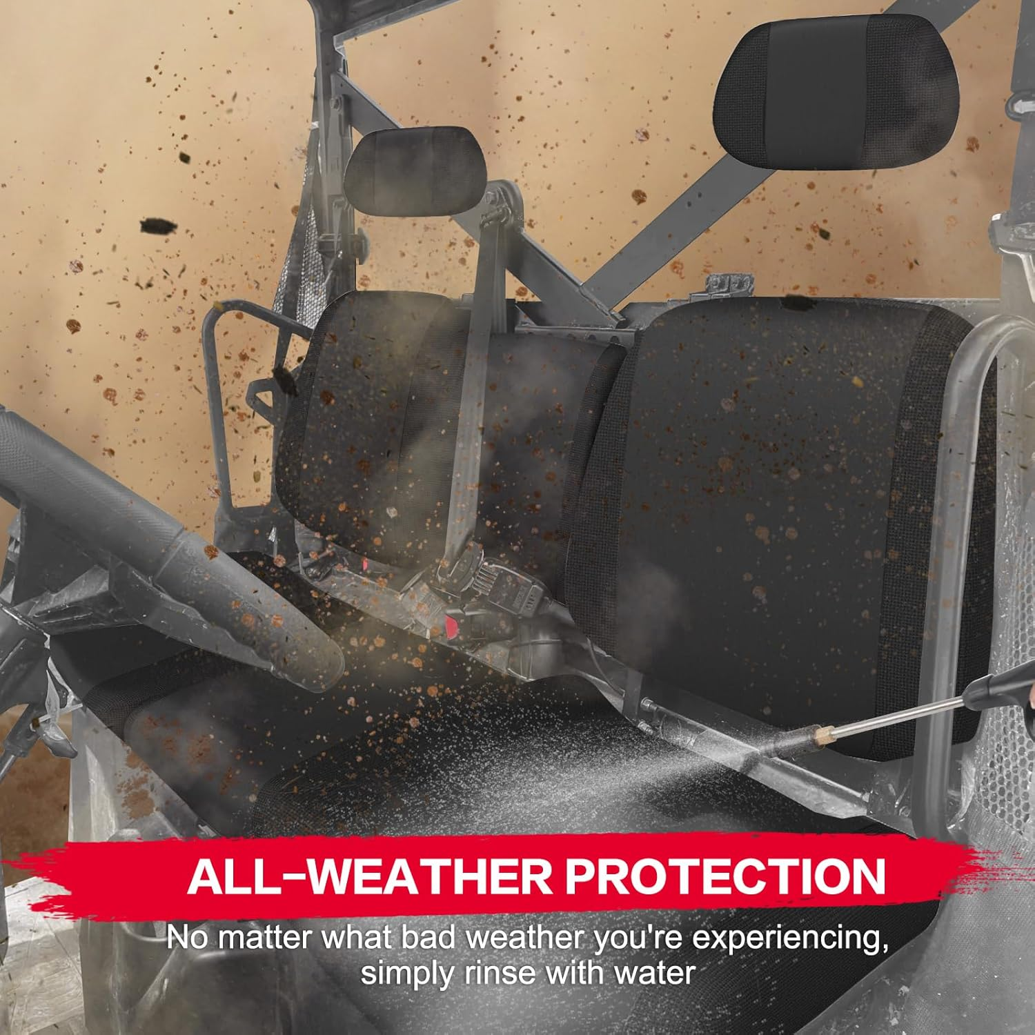 Smotrcc Ranger 1000 Seat Covers with Headrest Covers - Waterproof PU Coatin Compatible with Polaris Ranger 1000/Ranger XP 1000/Ranger Crew XP 1000 2017-2023, Black UTV Seat Covers image number 4