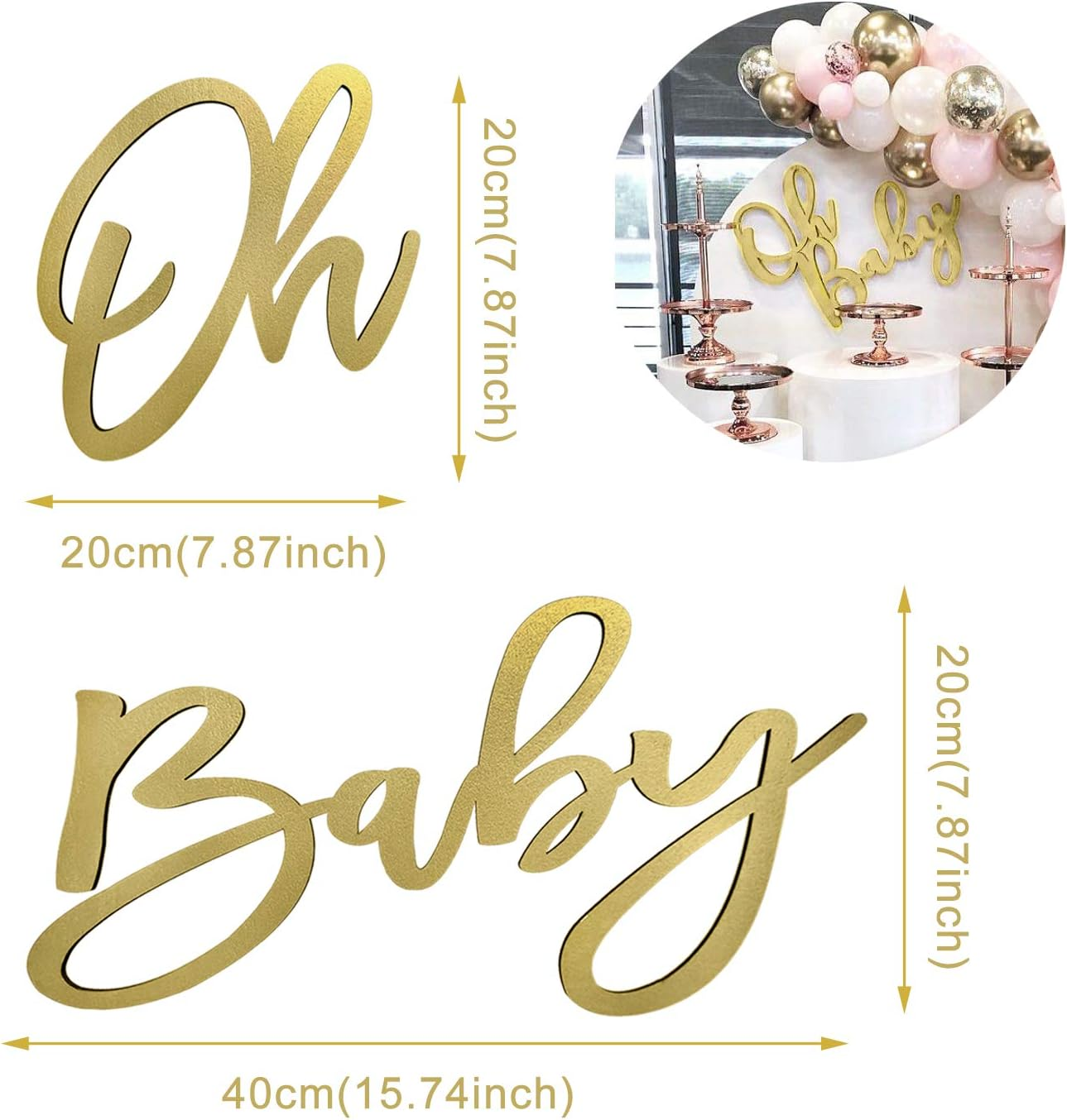 Wooden Baby Shower Sign with Gold Painted, Perfect Baby Shower Party Banner for Baby Shower Boy/Girl Decorations Gender Reveal Backdrop Party Photography Background image number 2