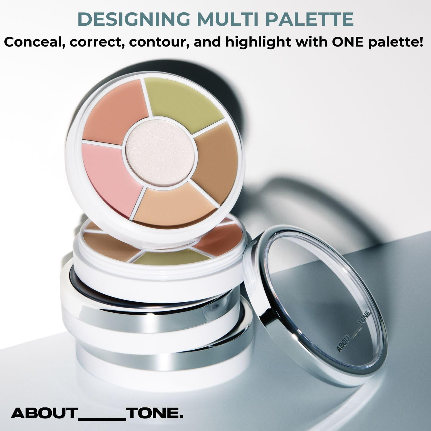 ABOUT TONE Designing Multi Palette All-In-One Palette Concealer Corrector Highlighter Contour Shading Shaping Buildable Blendable Longlasting High Adherence Full Coverage Dark Circles Blemish Redness image number 2