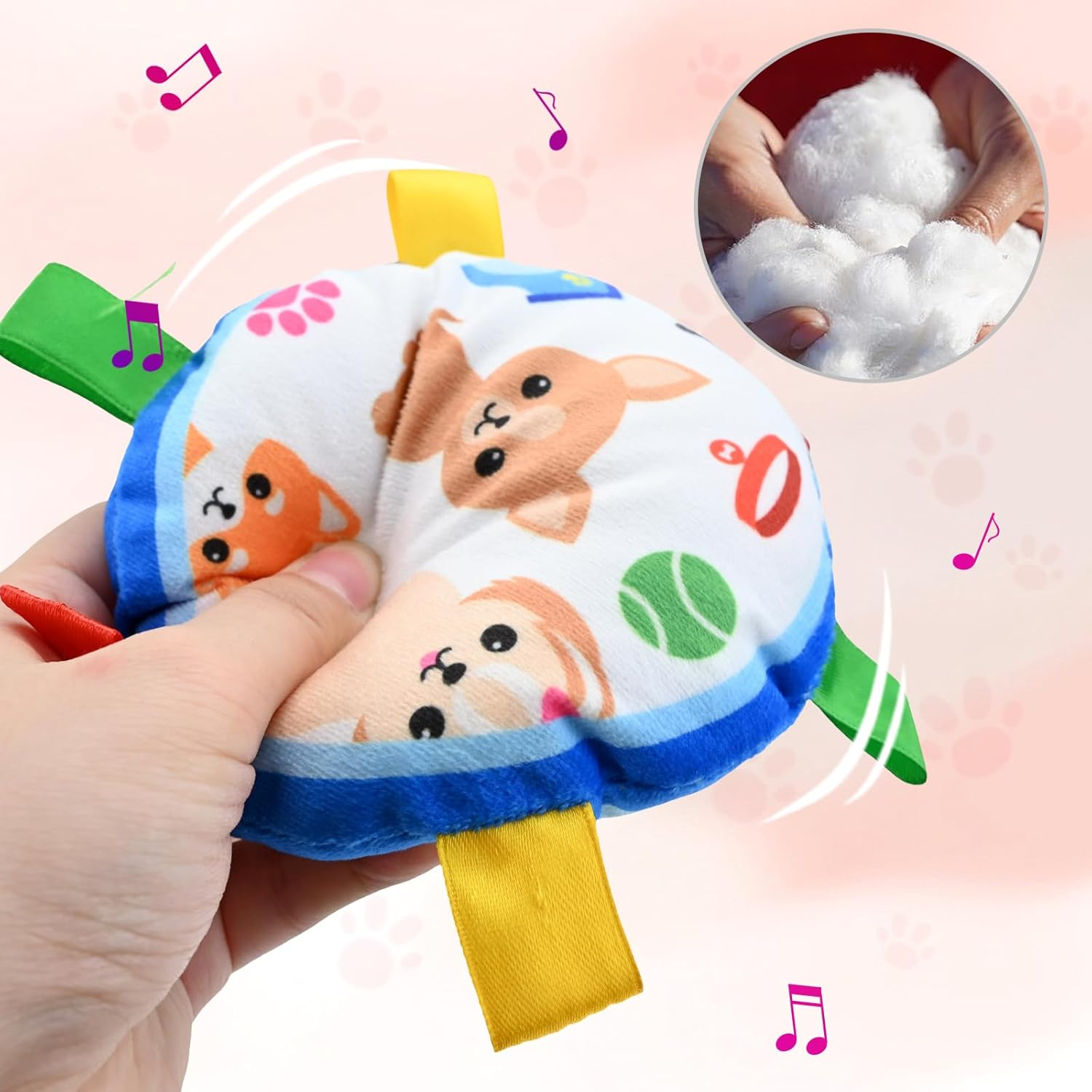 MIGIFTDY Dog Plush Ball Squeak Toys, Soft Dog Squeaky Dog Toy, Puppy Birthday Gifts, Dog Tug Toy, Pet Plush Toy Reduces Anxiety Boredom Dog Chew Toys, Interactive Dog Toys for Medium & Large Dog (B)