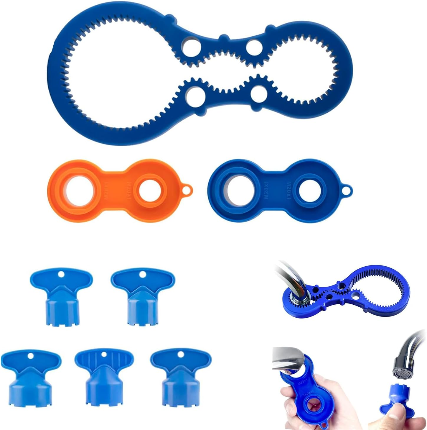 8 Pcs Aerator Key Faucet Removal Tool Set, Wrench with Housing Tool, Replacement Cache Aerator for Sink M 16.5, 18.5, 21.5, 22, 24Mm Faucet Flow Limiter (8 Pcs) image number 1