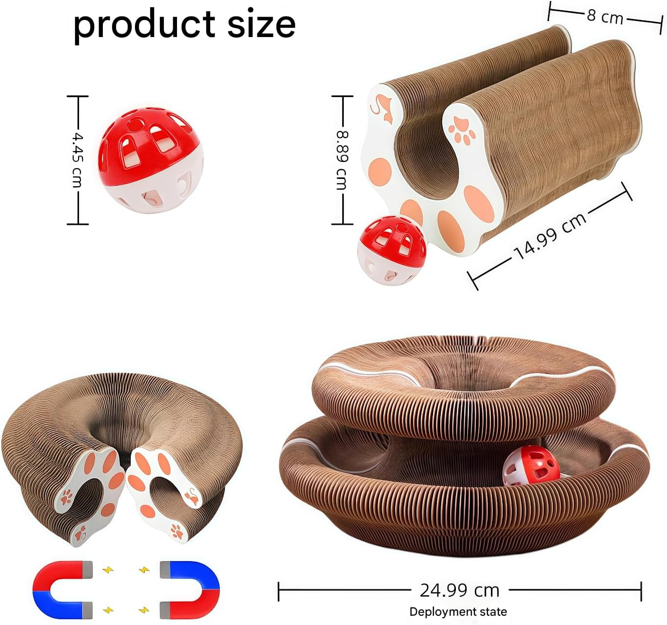 2026 New Kitty Kurl Cat Toy Scratcher,Cat Scratching Post,Interactive Magic Organ Cat Scratcher for Indoor Bored Cats,Cardboard Scratch Pad with Ball (1PC) image number 6