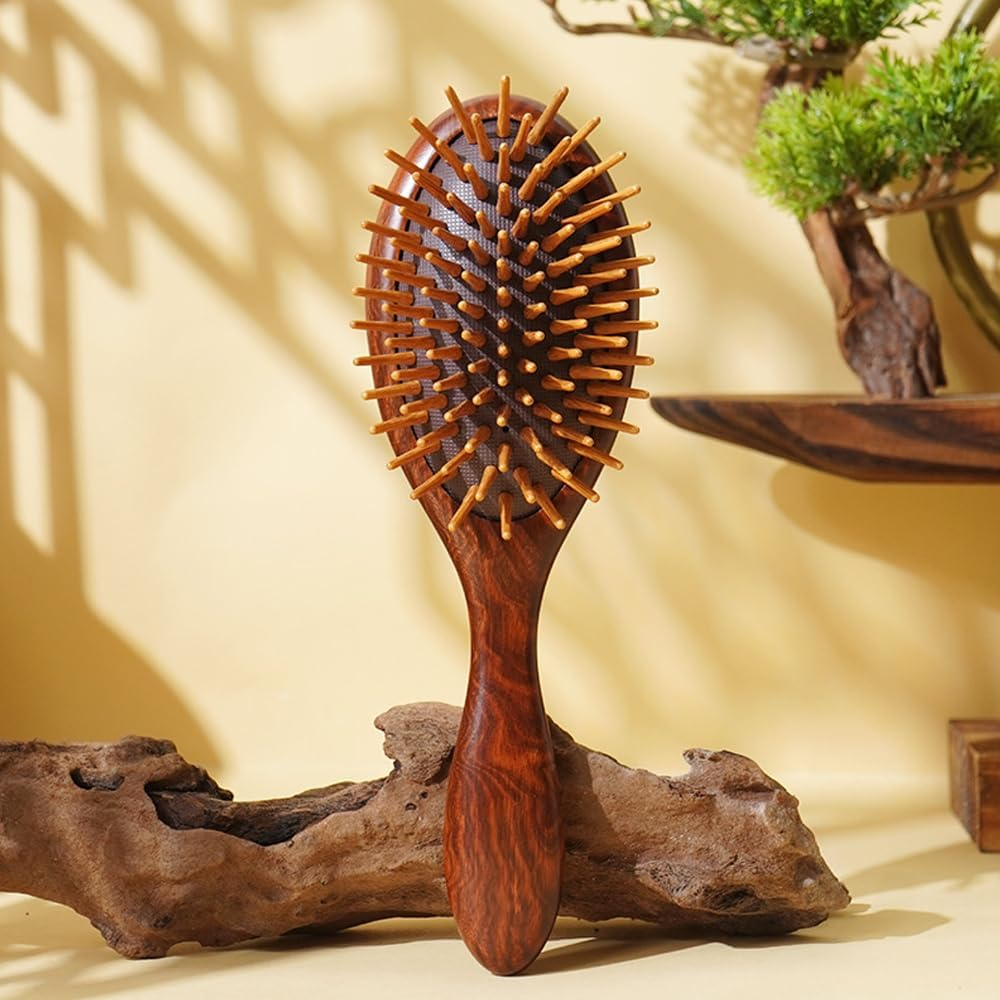Hair Brush Wooden, Sandalwood Air Cushion Combs Eco Friendly for Scalp Massage -Anti-Static, No Hair Tangle image number 1
