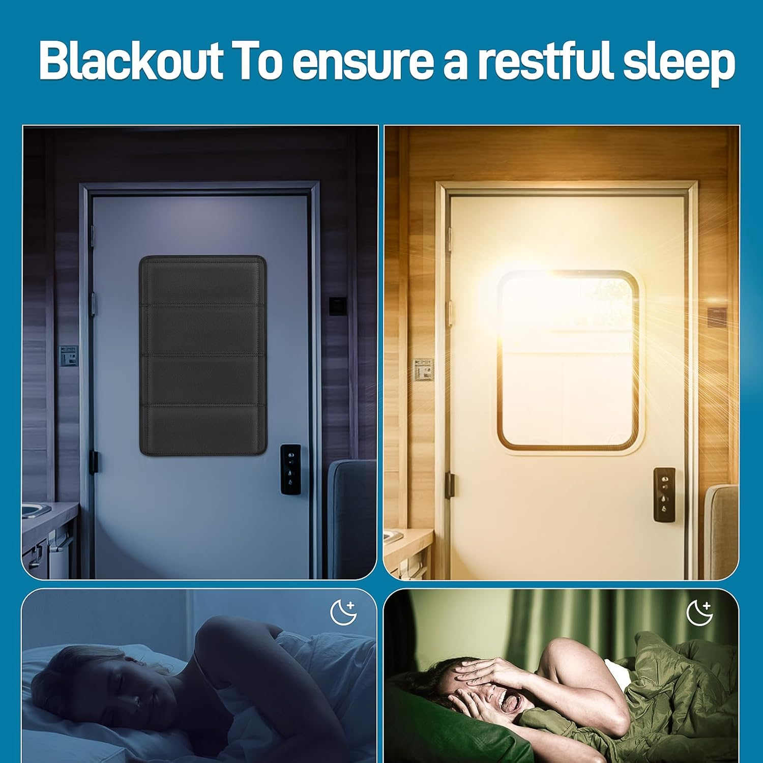 SUNICO 25" X 16" RV Door Window Shade Cover, Magnetic 100% Blackout Foldable RV Window Shades for Campers with Anti-Uv Aluminum Foil Reflective & Cotton Insulation & Thicked Waterproof Fabric