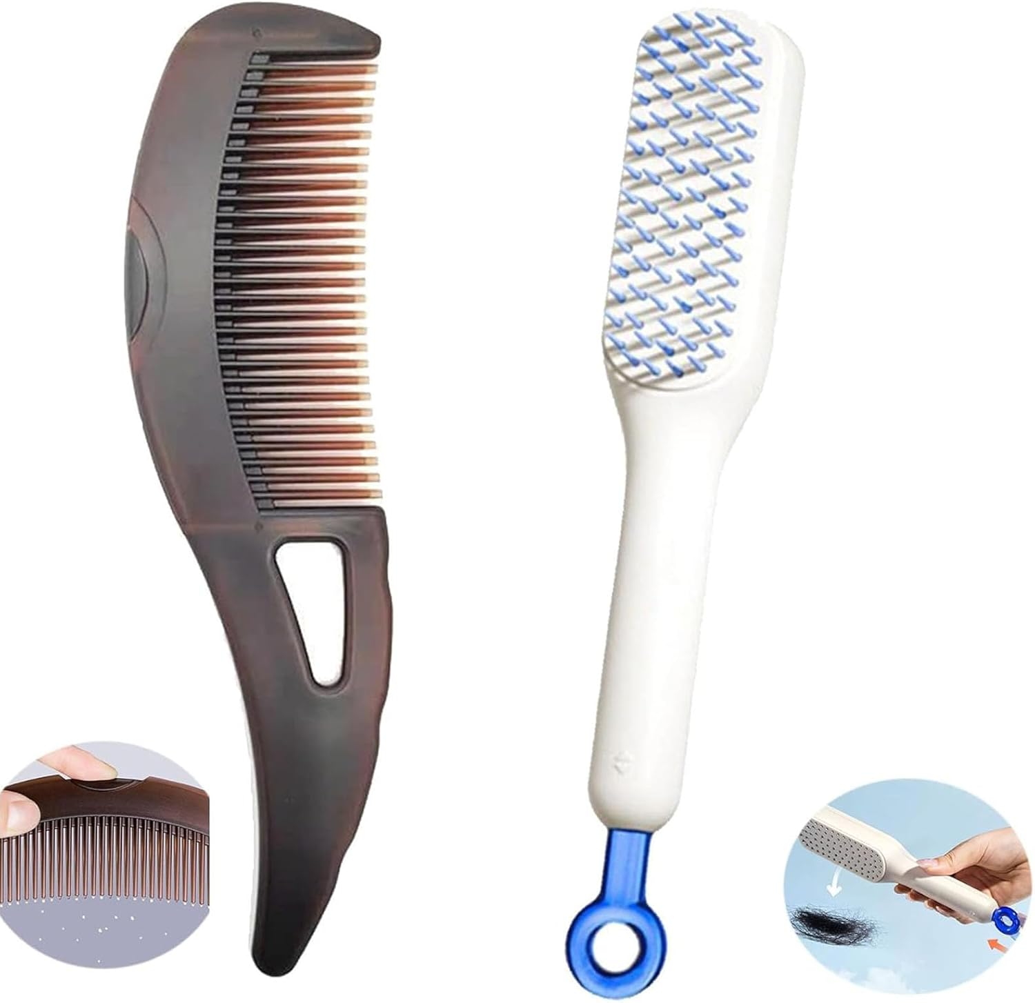 2PCS Dandruff Comb Energy Massage Comb and Self-Cleaning Anti-Static Massage Comb,Better Hair Quality, Removal of Dandruff and Dirtfor for Women Men White image number 3