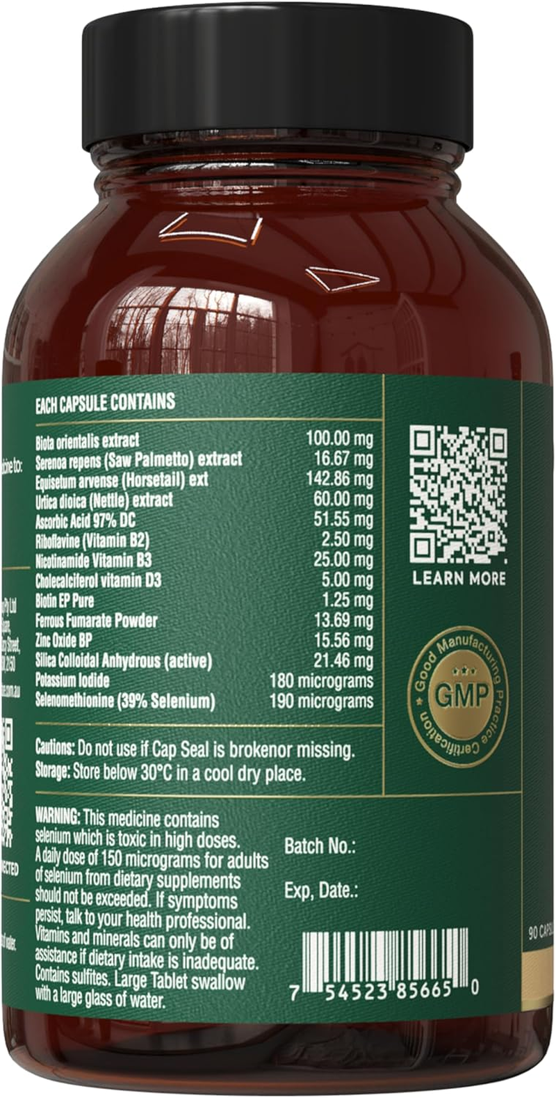 Growtin Natural Hair Loss Supplement &ndash; Advanced Dht-Blocking Formula with Saw Palmetto, Nettle Root, Biota Orientalis, Horsetail, Zinc, Selenium & Biotin &ndash; Supports Hair Regrowth & Scalp Health &ndash; 90 Tablets image number 2