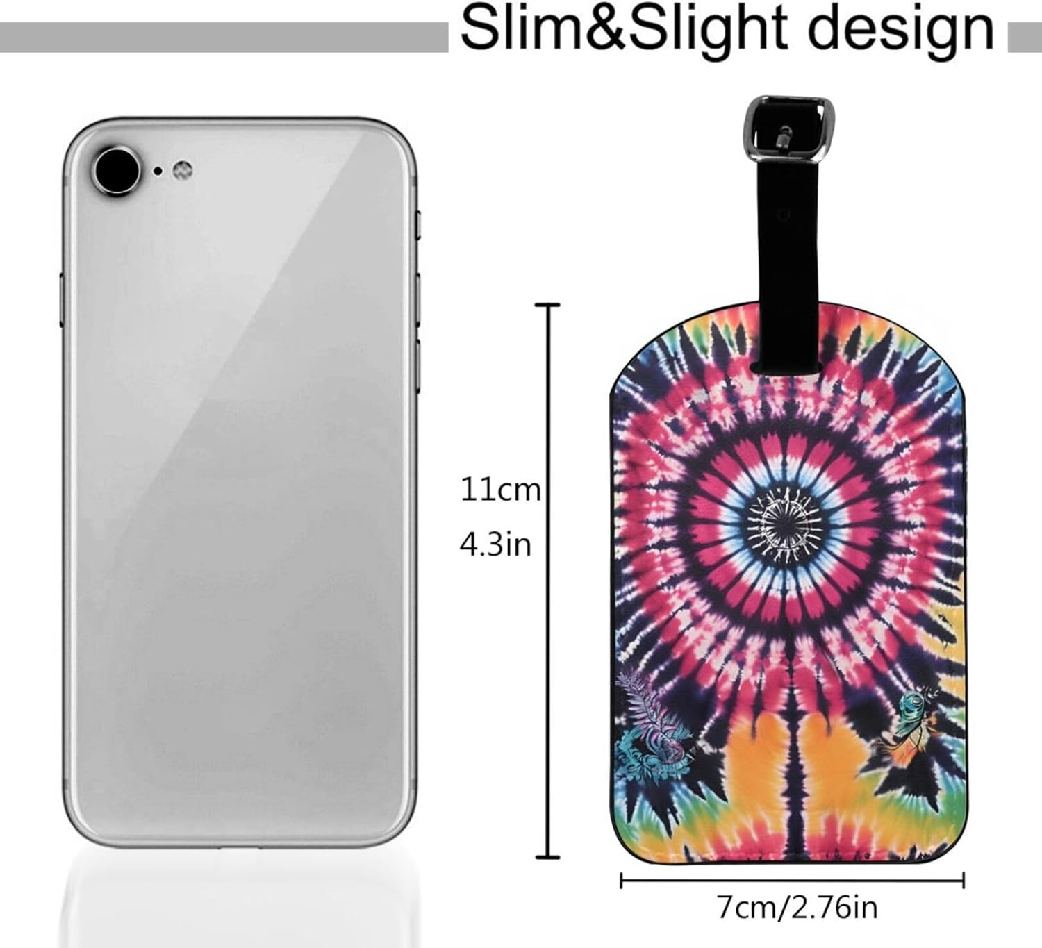 Exotic Tribe Tie Dye Style Print Elegant Tag Stylish Tag Luggage Tag 4.3 X 2.76 Inch for Suitcases Travel Bags image number 1
