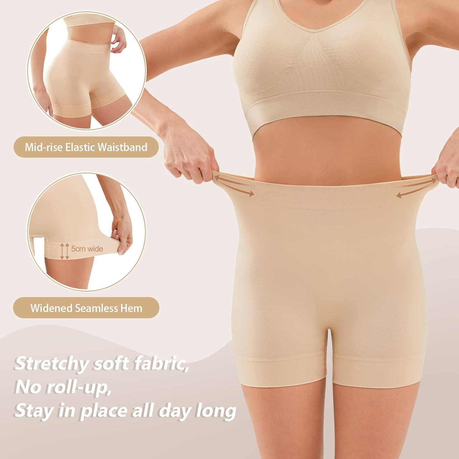 SIMIYA Womens Shorts Underwear High Waisted Seamless Smooth anti Chafing Slip Boyshorts Panties for under Dress Summer image number 5