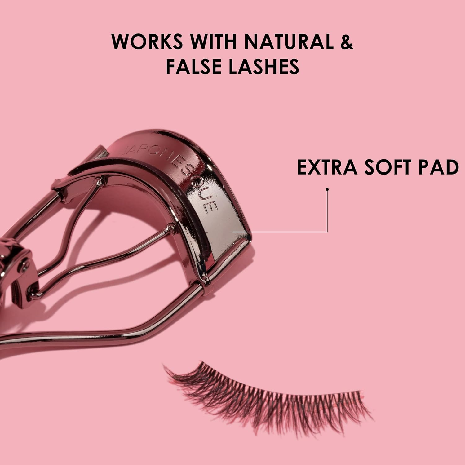 JAPONESQUE Extreme Lash Curler - Scissor Comfort Handle, Deep Curl, Keeps Lashes Curled for 8 Hours, High Arch Design, for Natural or False Lashes, Includes 1 Refill Pad (Gunmetal) image number 2
