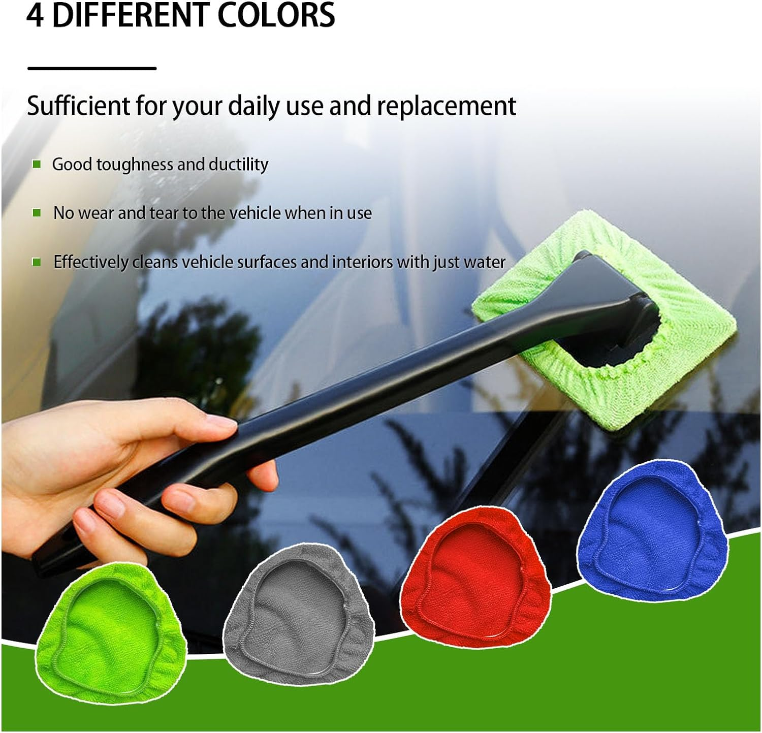 Ziciner 8 PCS Car Care Microfiber Cloths for Windshield Cleaner, Replaced Microfiber Pads Cover Kit, Car Windshield Cleaning Tool Bonnets, Interior Auto Window Cleaner Washing Pads (8 PCS) image number 1