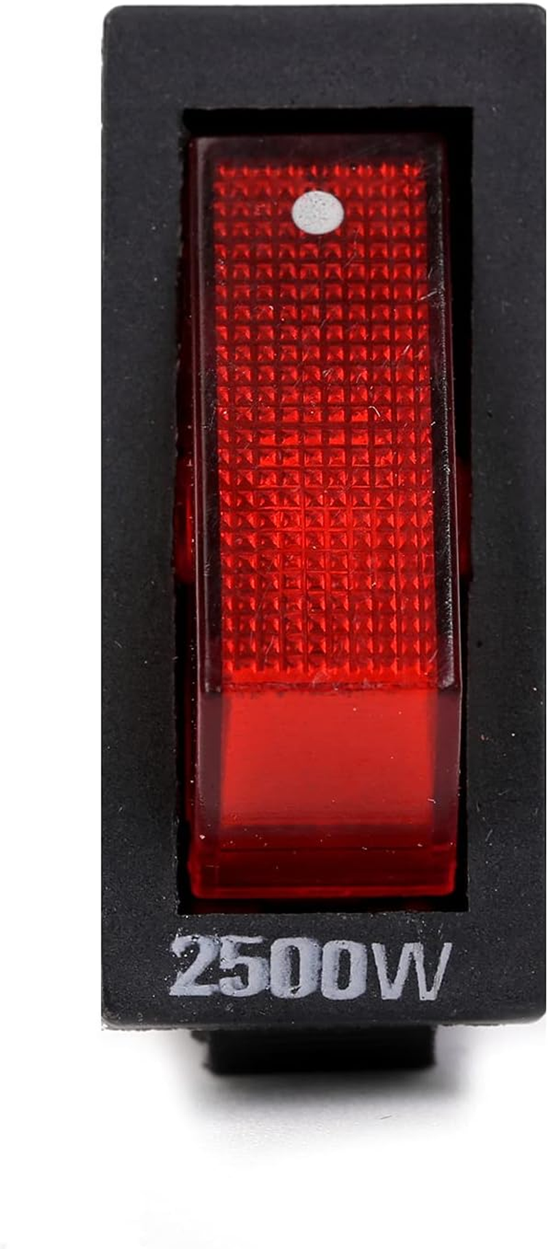 Ruimou 5Pcs AC 16A/250V 30A/250V Mini Boat Rocker Switches, SPST 3 Pin 2 Position with Red Light Rocker Switch image number 5