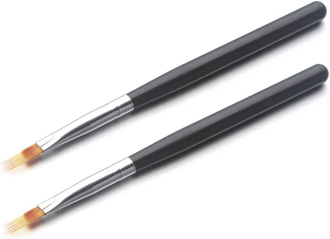 WOKOTO 2PCS Black Nail Ombre Brushes Gradient Painting Pens Brushes with Wood Handle UV Gel Nail Art Builder Brushes Kit image number 3