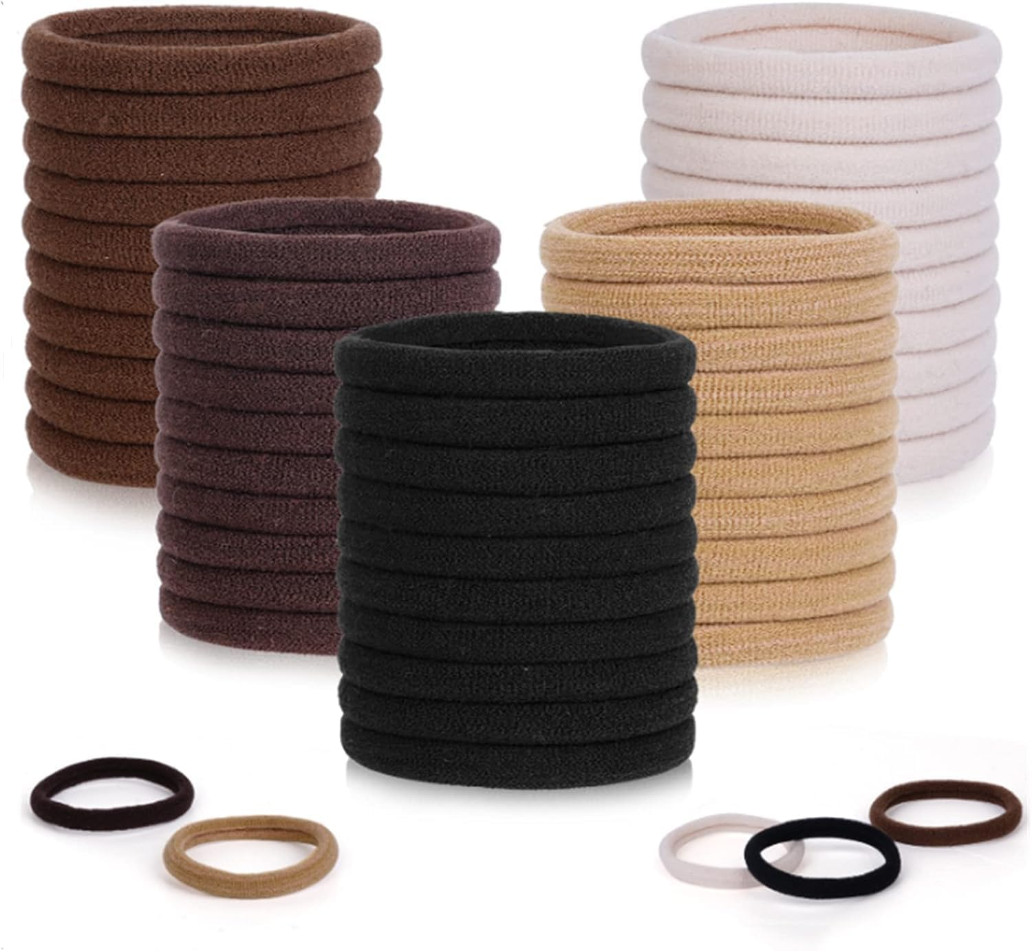 Elastic Hair Ties 50 Pcs Thick Seamless Hair Bands No Damage Soft Ponytail Holders Hair Bobbles for Girls Women image number 1