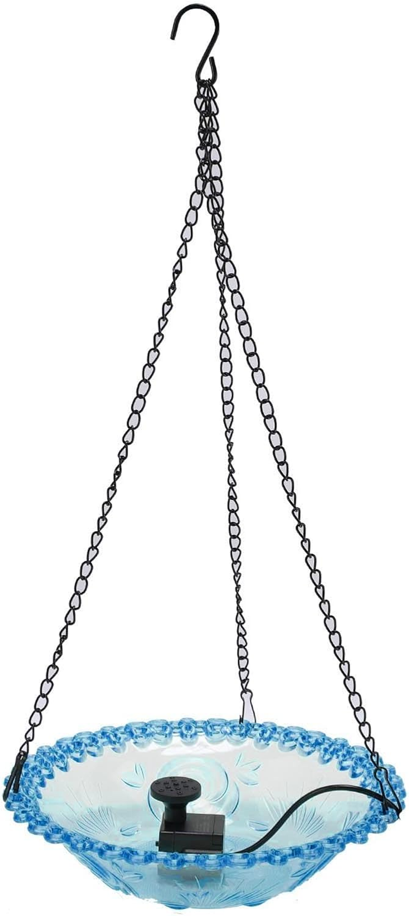 Dpofirs Bird Bath Fountain for Outside, Hanging Hummingbird Feeder Water Fountain USB Powered, Plastic Bird Bath Bowl for Garden Yard Patio Lawn (Roseate)