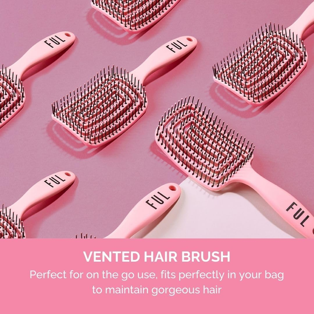 FUL Pink Vented Hair Brush | for Fast Blow Dry | Detangling Hair Brush | Minimises Friction | Ideal for Travel | Suitable for All Hair Types image number 2